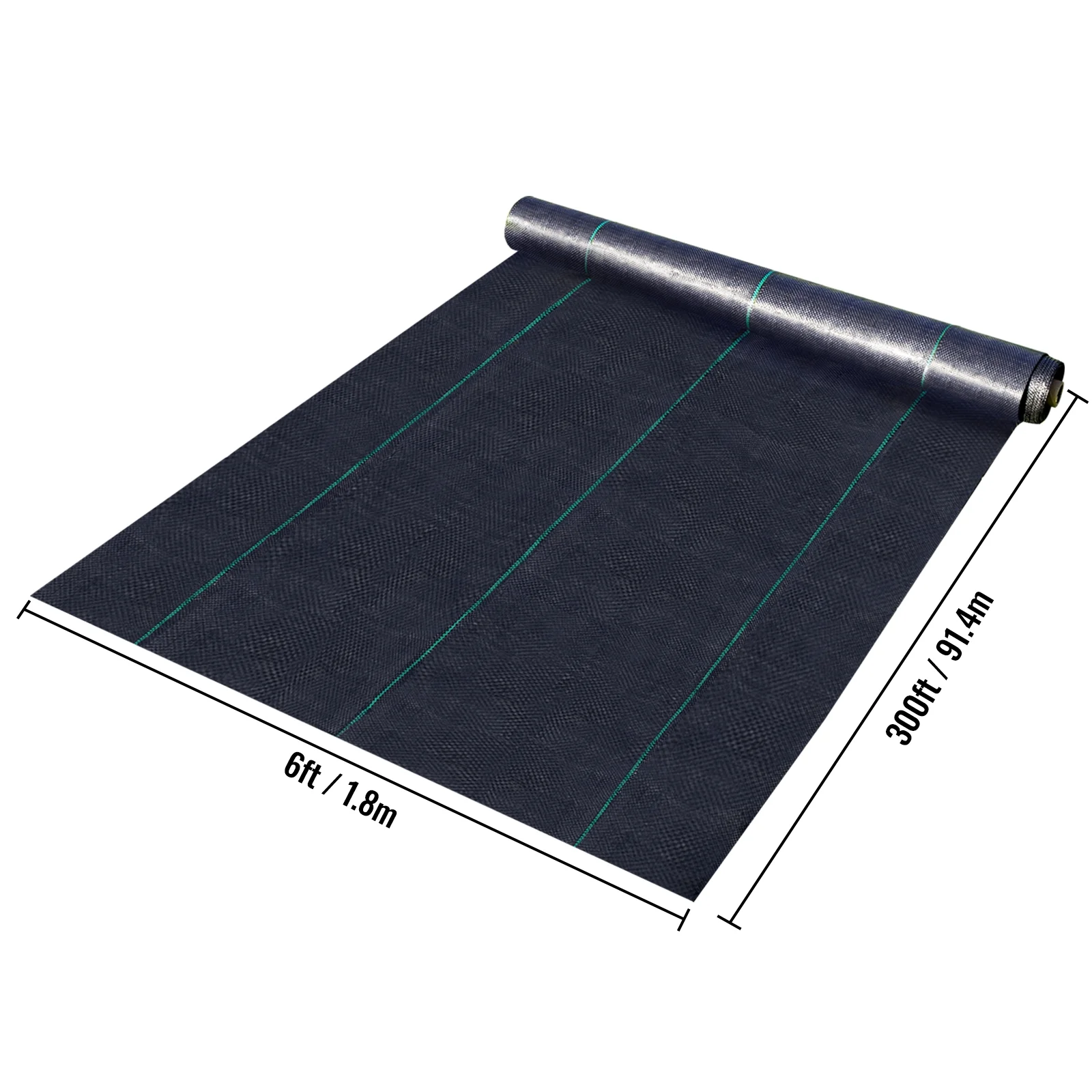 SKYSHALO Heavy Duty Woven Ground Weed Control Fabric, 6ft x 300ft, Black