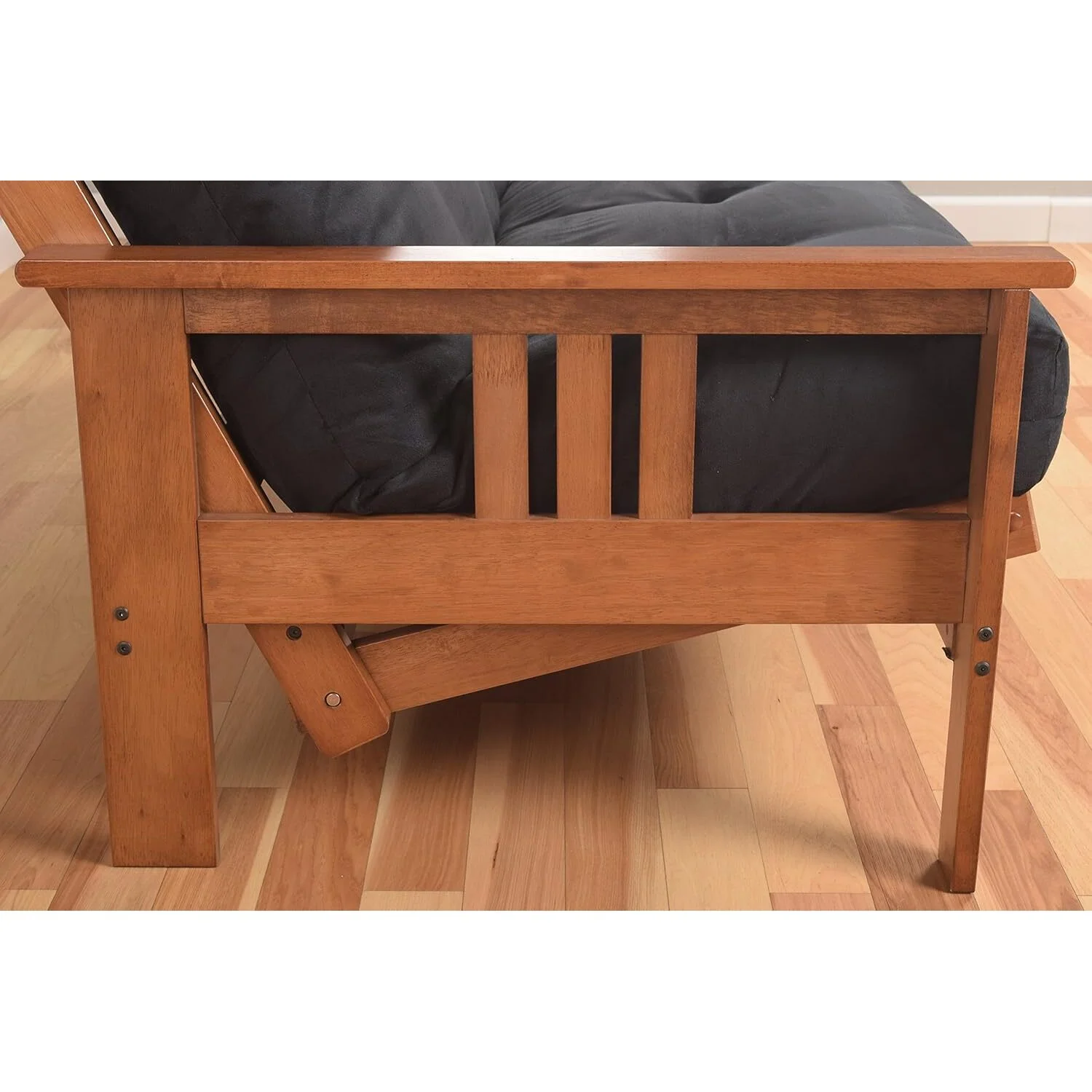 Homestock African Artifacts Full Size Futon Frame Set with Mattress, Easily Converts to Bed, Versatile Design Futon Frame for All Spaces, 33"H x 79"L x 37"D-Color:Linen Charcoal,Size:Barbados