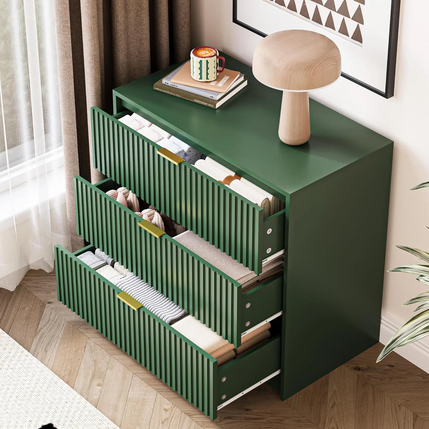 Furniway Black Dresser for Bedroom, 8 Drawer Double Dresser, Modern Chest of Drawers for Bedroom, Living Room, Entryway and Closet, 55" L x 15.7" D x 37.4" H