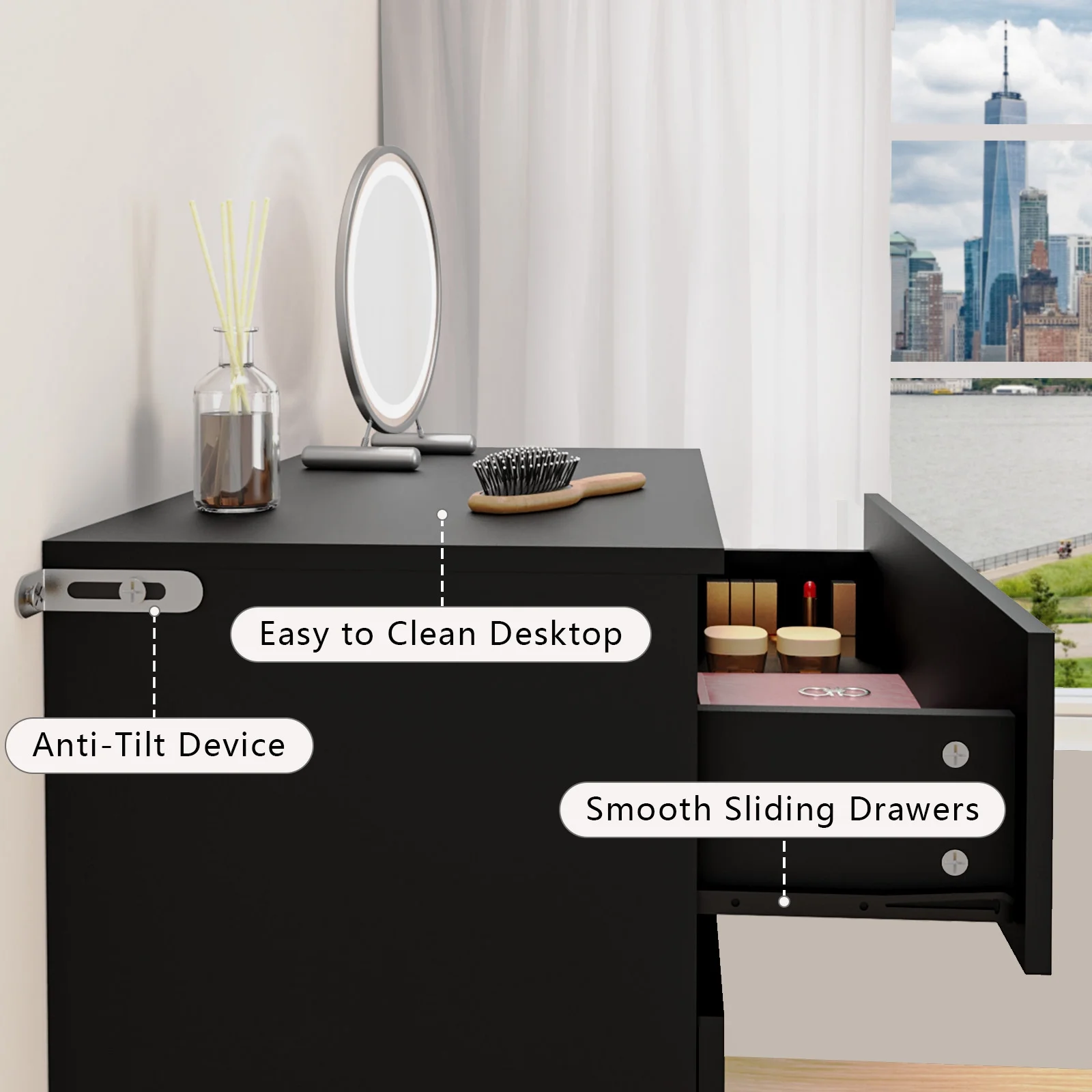 Hommpa Dresser for Bedroom, 48"H White Dresser for Closet, 5 Drawers Tall Wooden Modern Storage Chests of Drawers for Women, Living Room Furniture 27.5"L X 15.7"W X 48"H