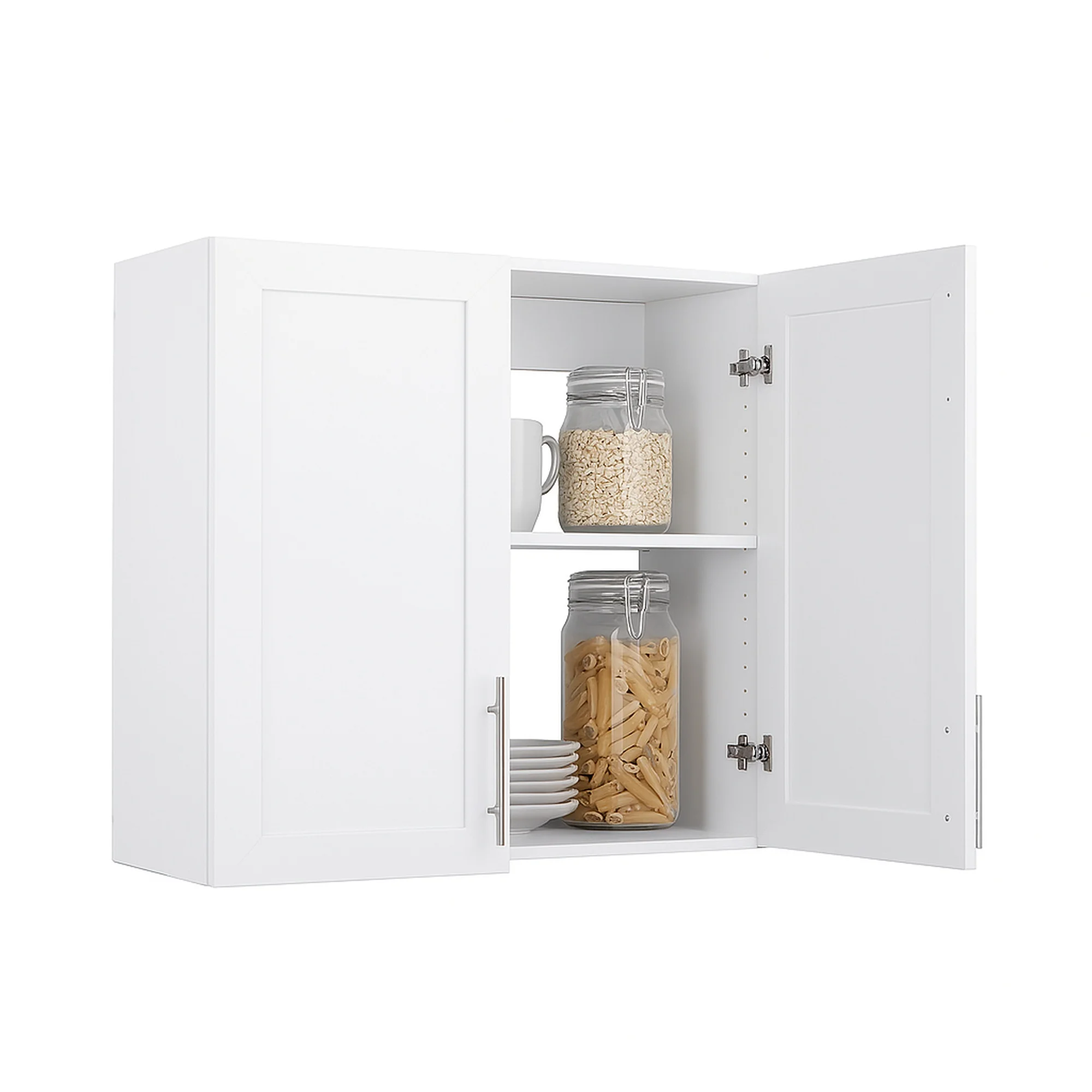 Prepac Elite 32″ H Wall Cabinet with Panel Doors, White Storage Cabinet, Bathroom Cabinet, Pantry Cabinet with with 1 Adjustable Shelf 12.75″ D x 32″ W x 30″ H, WSUR-1003-1