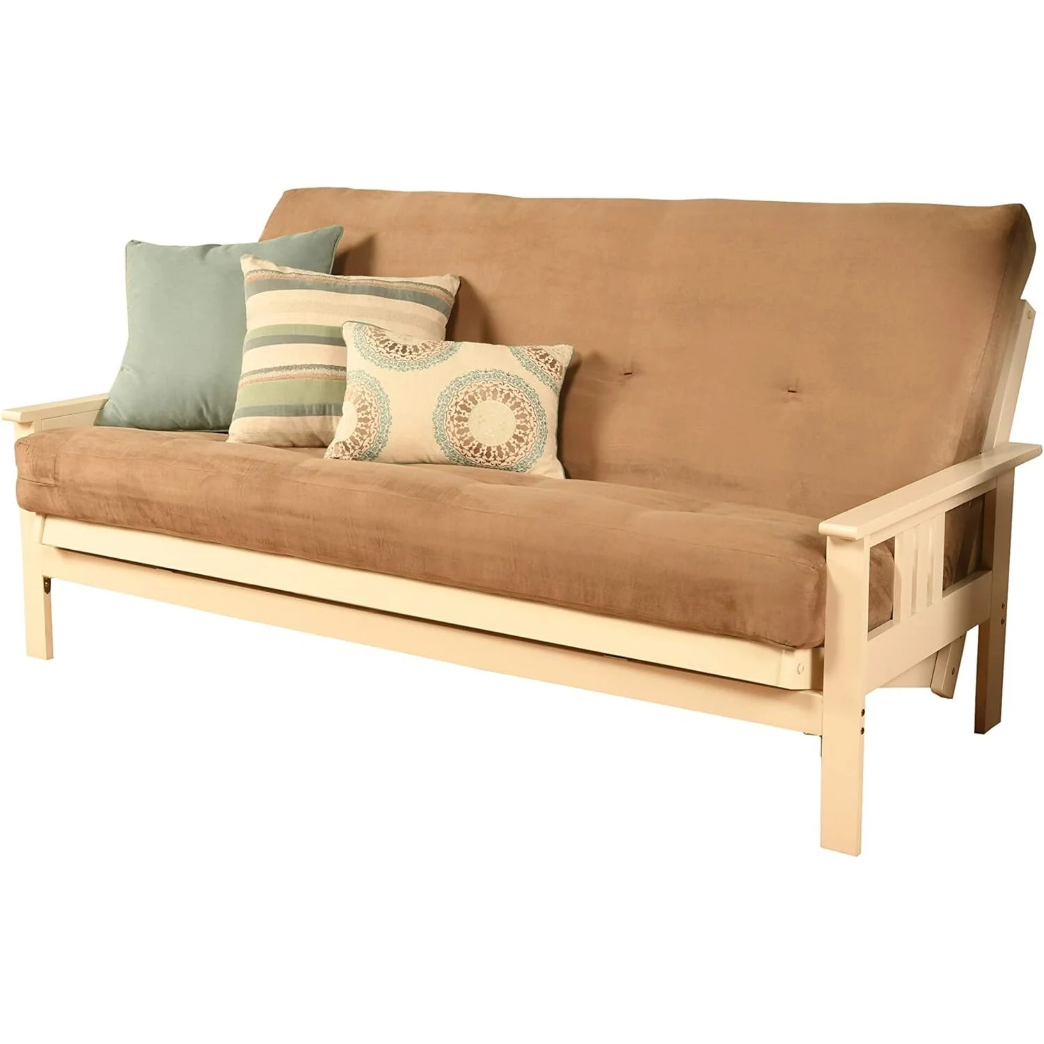 Homestock African Artifacts Full Size Futon Frame Set with Mattress, Easily Converts to Bed, Versatile Design Futon Frame for All Spaces, 33"H x 79"L x 37"D-Color:Linen Charcoal,Size:Barbados