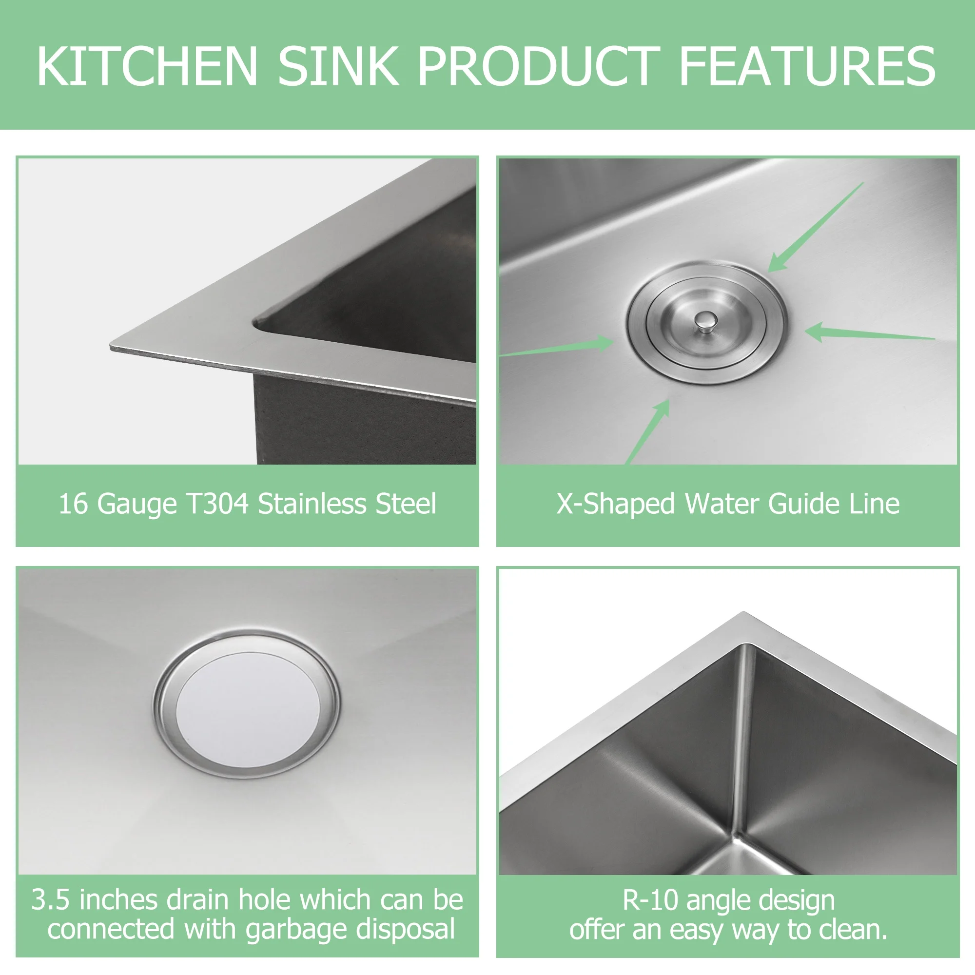 Lordear 14"x 18"Kitchen Sink Undermount Stainless Steel Brushed Bar Sink