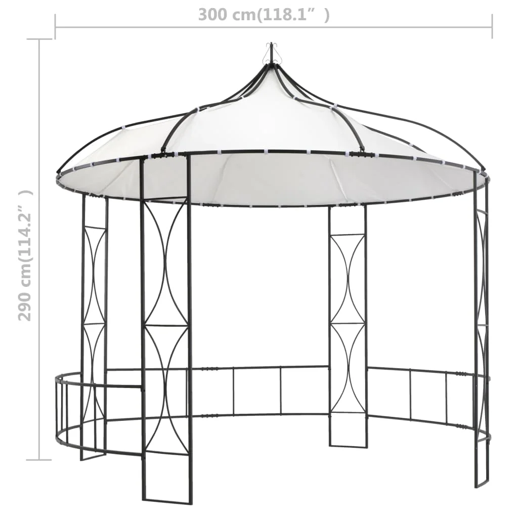 vidaXL Outdoor 9.8 x 9.5 Round Canopy Pavilion, UV & Water-Resistant, White & Black