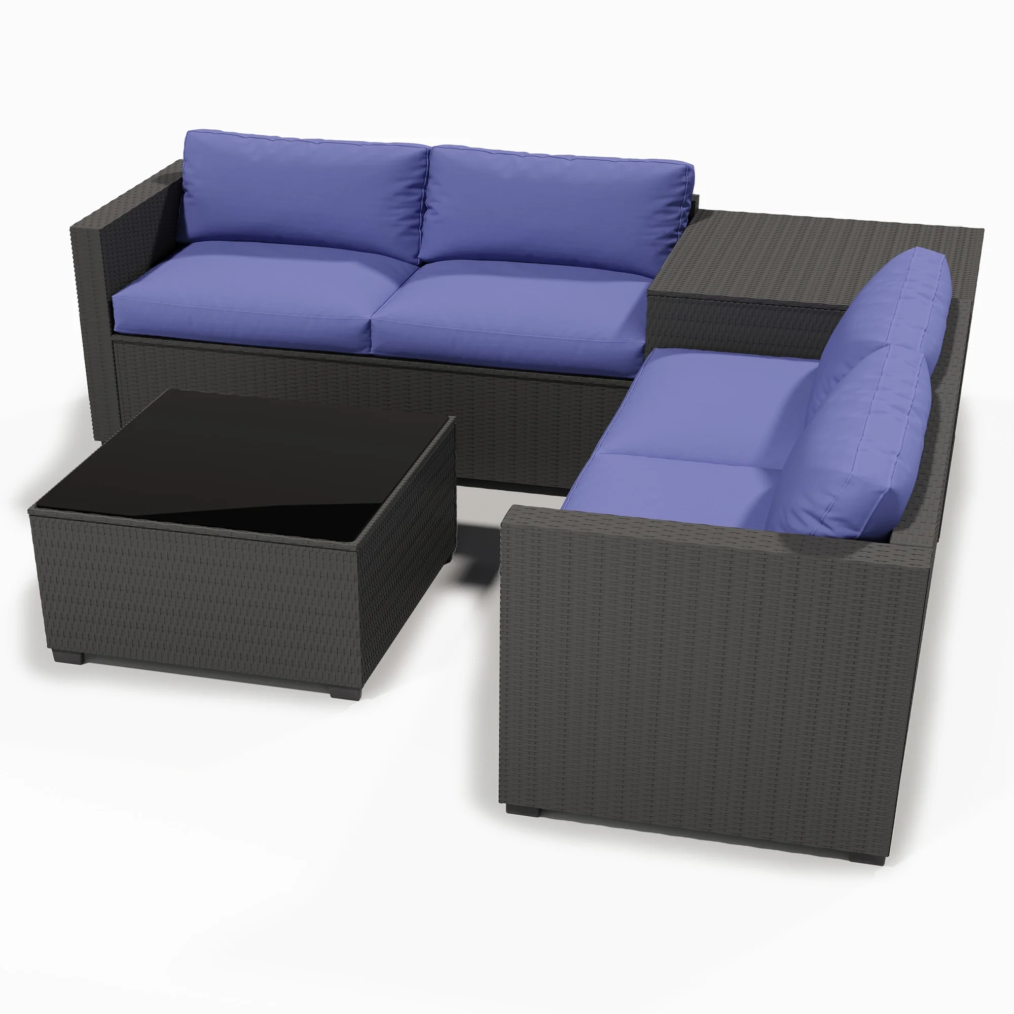 Ainfox 7 Pcs Outdoor Patio Furniture Sofa Set, Grey Rattan Grey Cushion