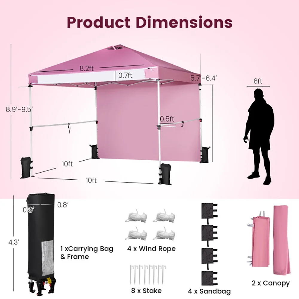 Gvn 10 x 10 ft Pink Pop up Outdoor Canopies, Waterproof