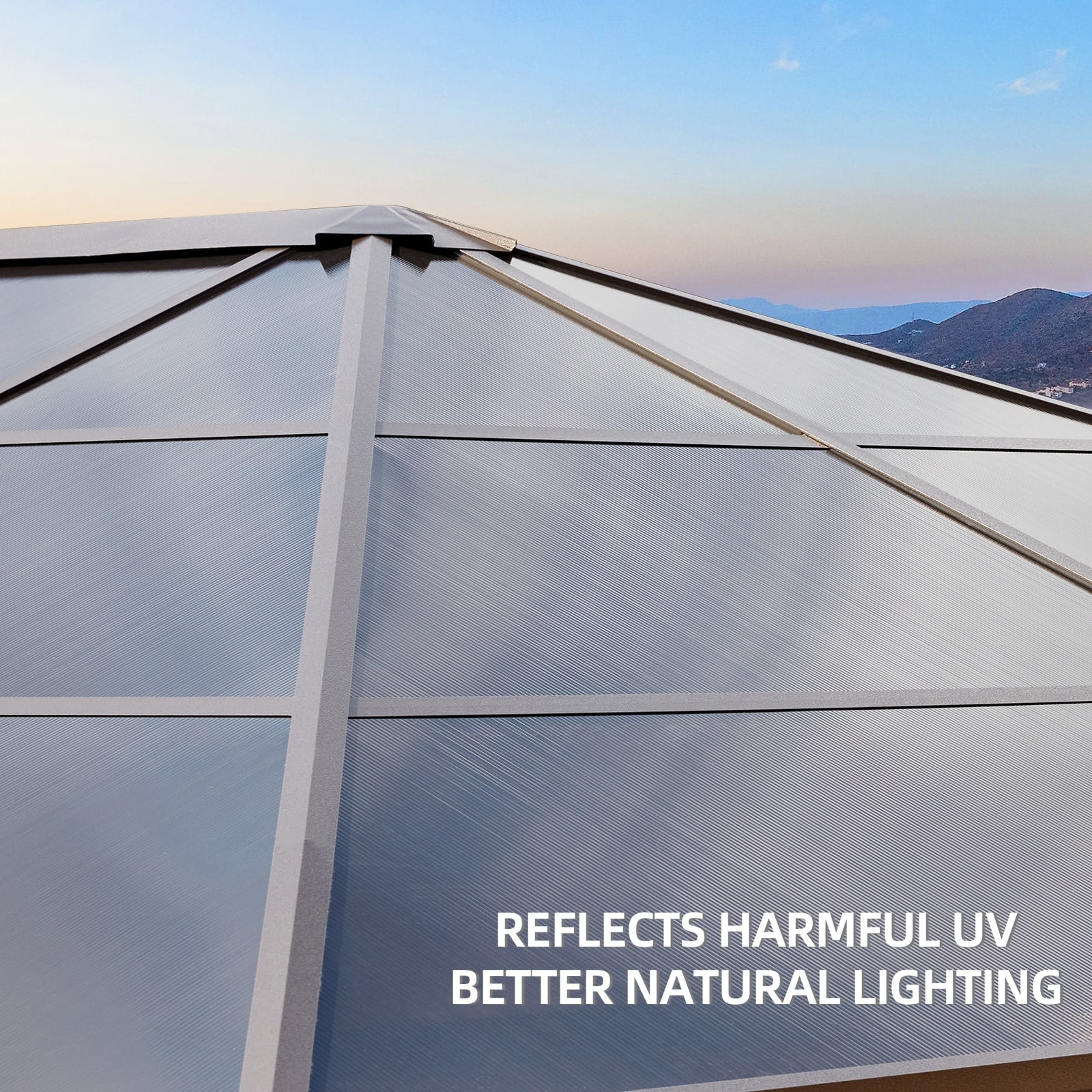 Erommy 10' x 13' Double Roof Hardtop Gazebo, Aluminum Frame Polycarbonate Roof