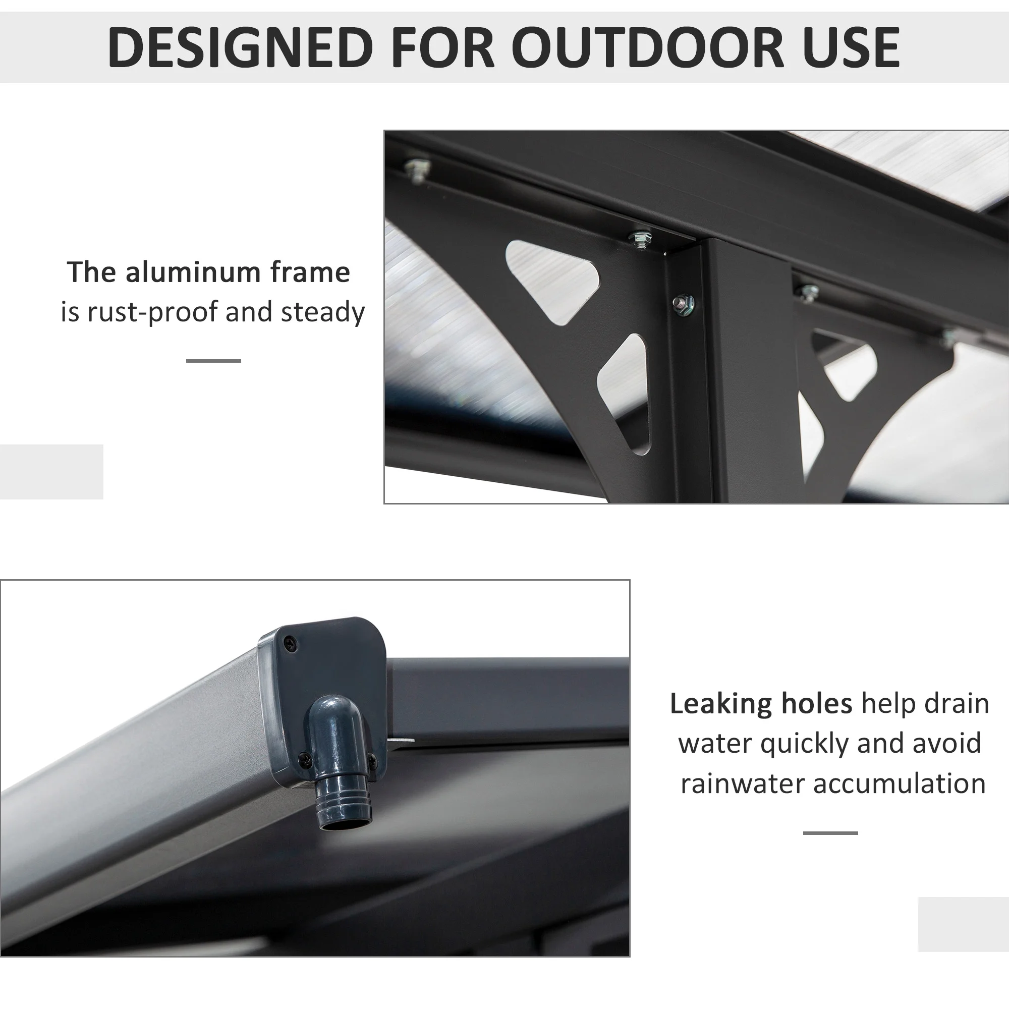Outsunny 14.5' x 10' Transparent Wall Pergola, UV Blocking Awning, Gray