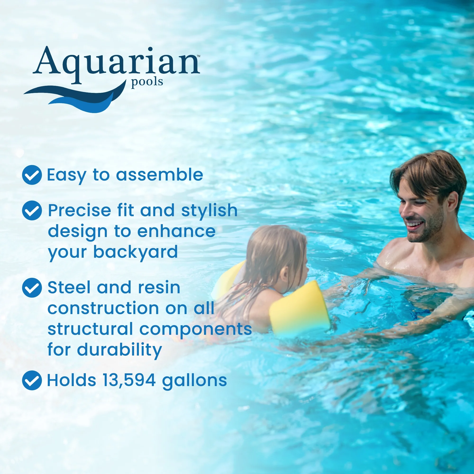 Aquarian Pools Fuzion Series 24′ x 52″ Round Above Ground Swimming Pool