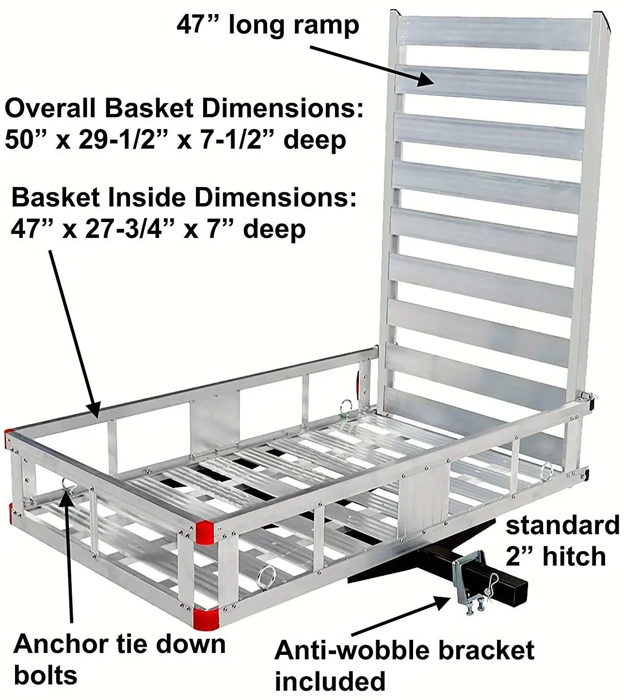 Aluminum Hitch Mount Cargo Carrier With 47 in Long Ramp, 1 Pack – 80779