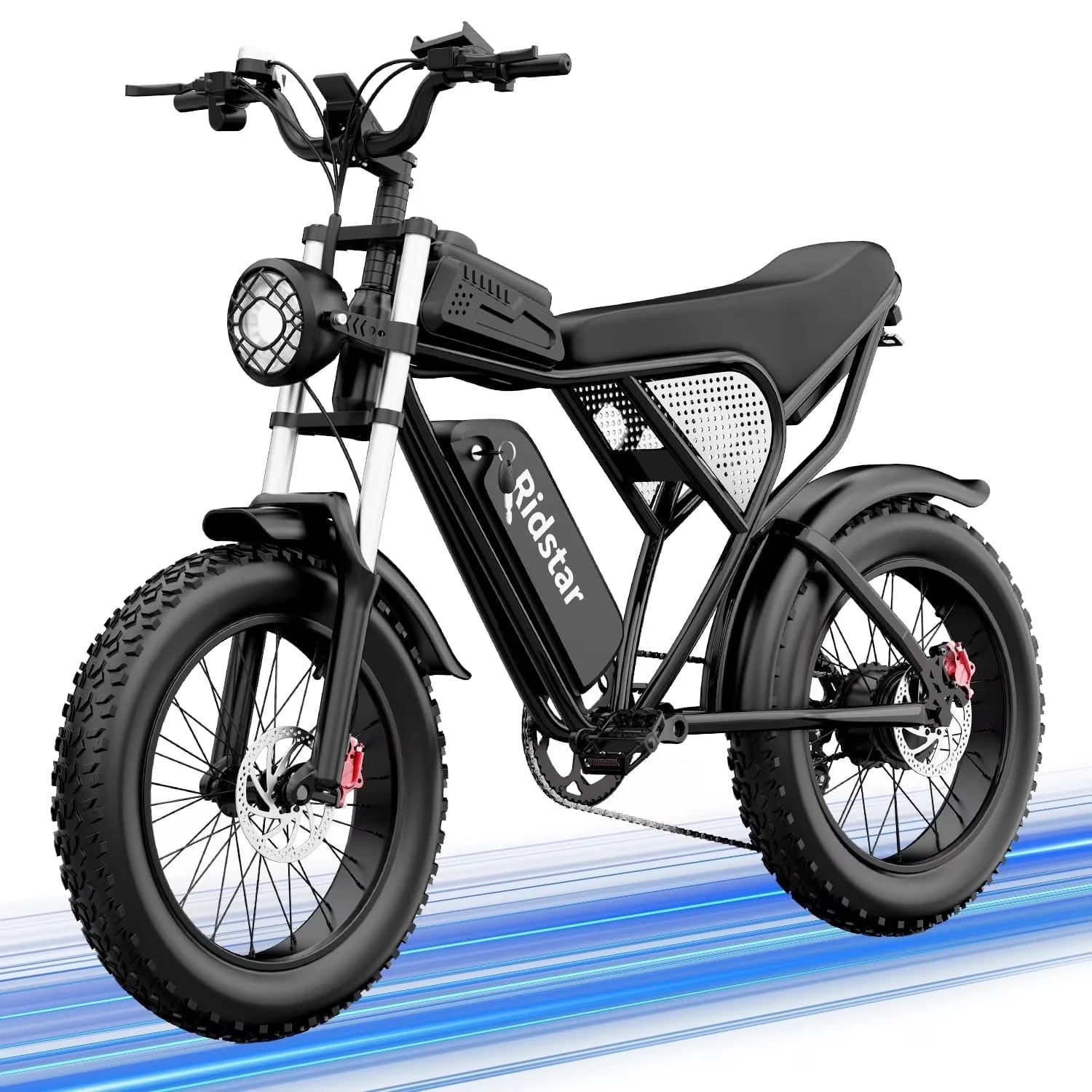 1500W Electric Mountain Bike 48V 20Ah, 20 inch Fat Tires, Shimano 7-Speed, Full Suspension – q20-1500w
