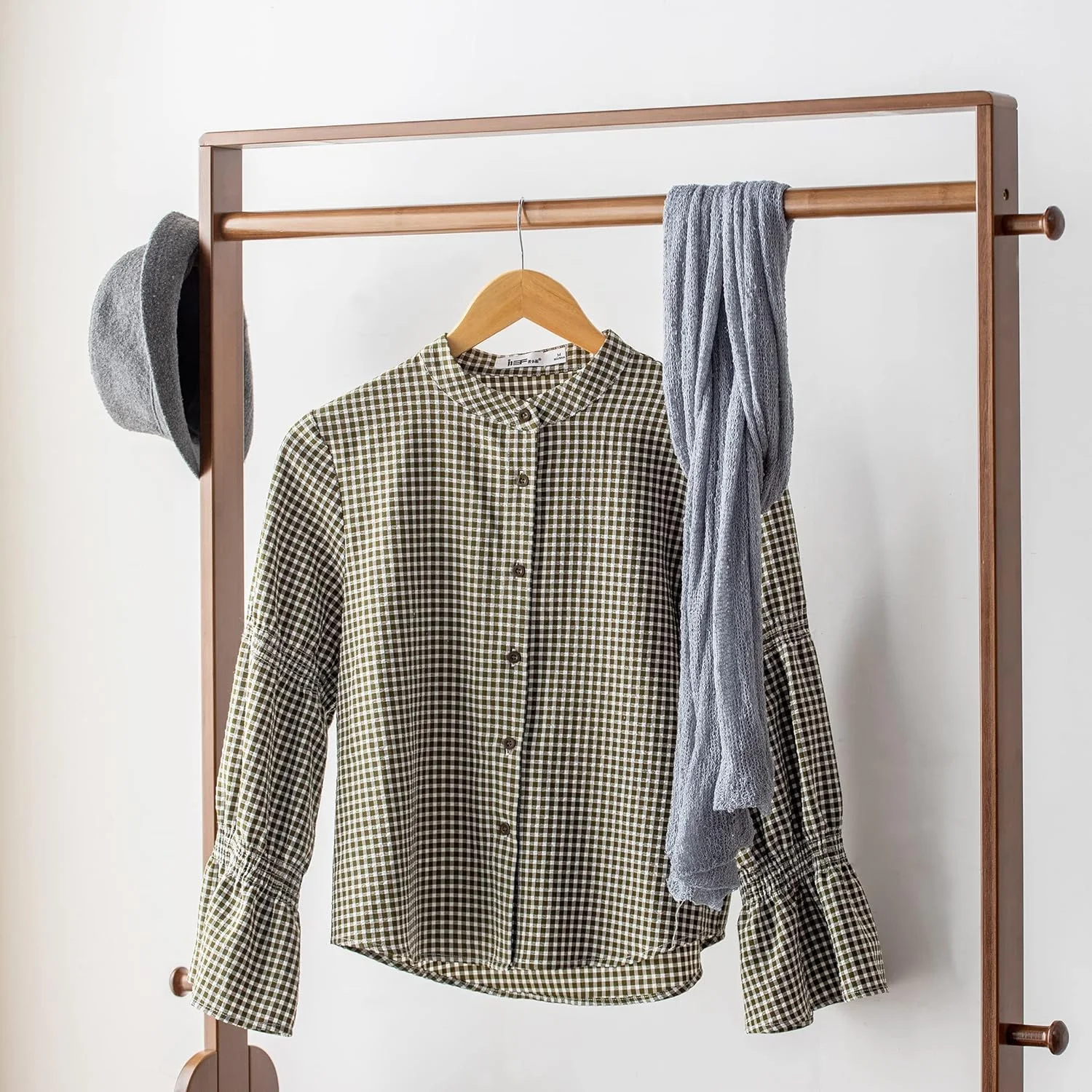 WILK Freestanding Wooden Coat Rack, Bamboo Wood Coat Rack with Seat, Storage Drawer and Hooks, Tree Freestanding for Hanging Coats, Jackets, Hats, Bags, Umbrellas, Brown (32.9(L) x 13(W) x 66.5(H))