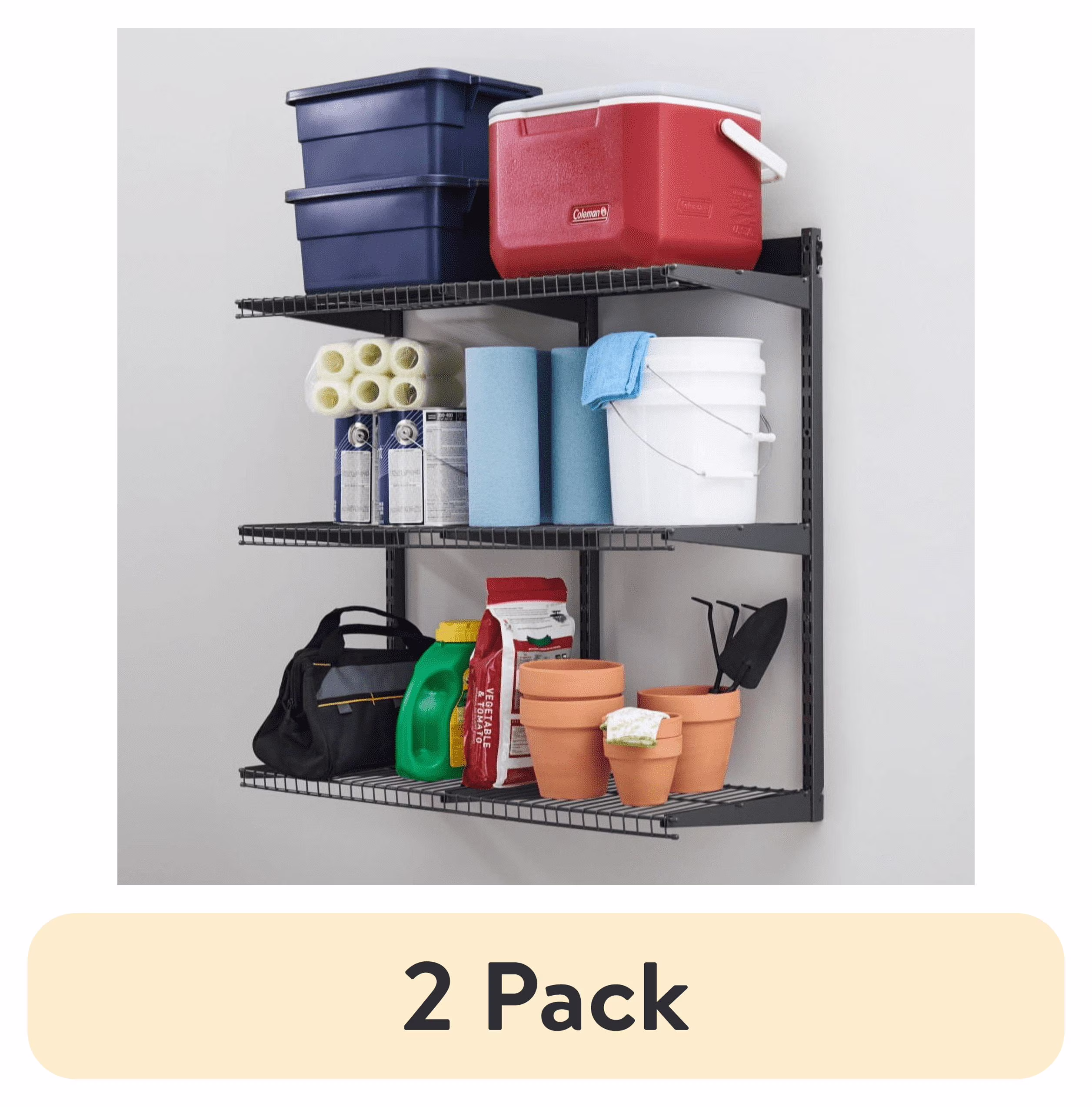 Rubbermaid Garage FastTrack 36" x 12" Shelf Kit, 3-Shelves, Black