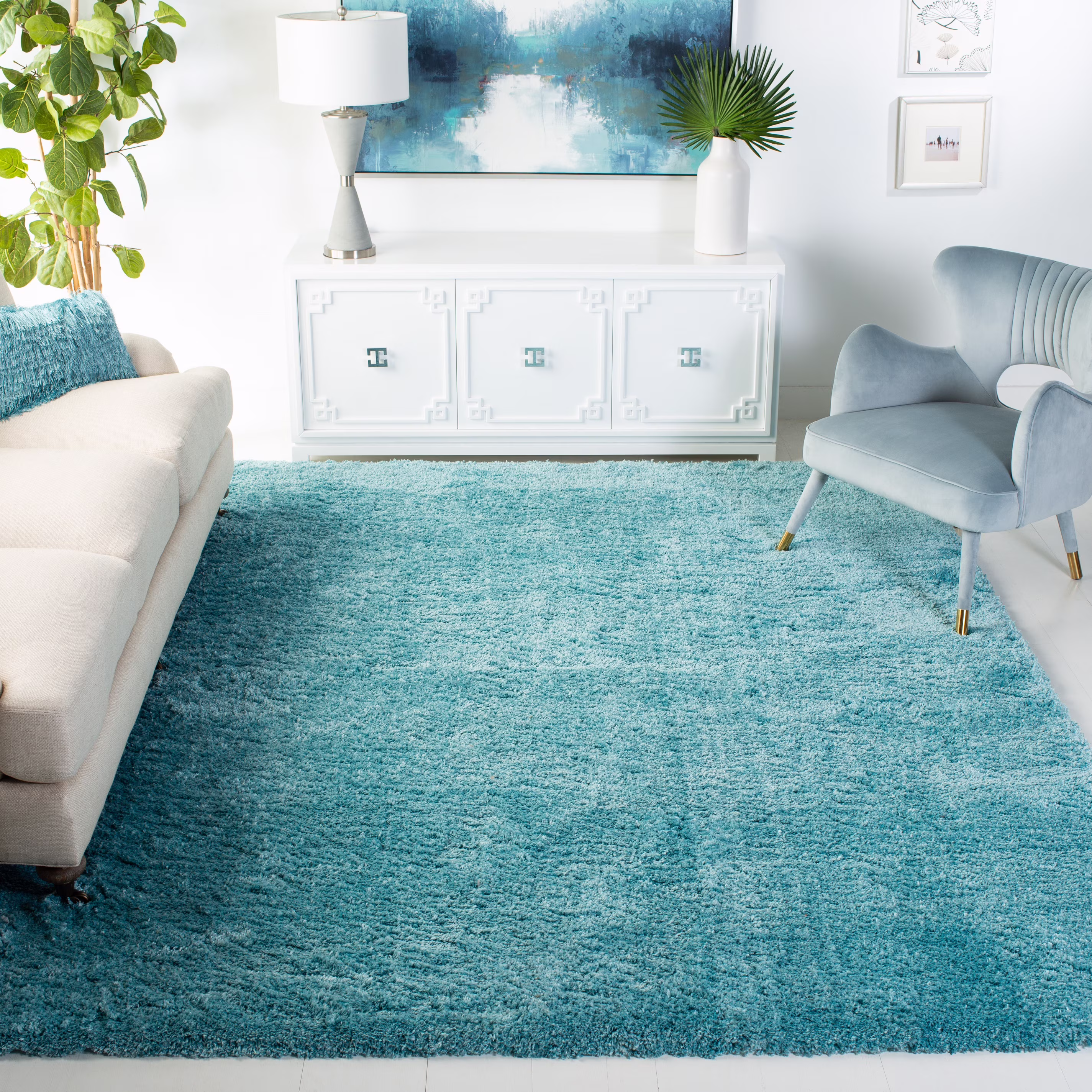 SAFAVIEH Colorado Tarek Solid Shag Runner Rug, Champagne, 2'3" x 8'