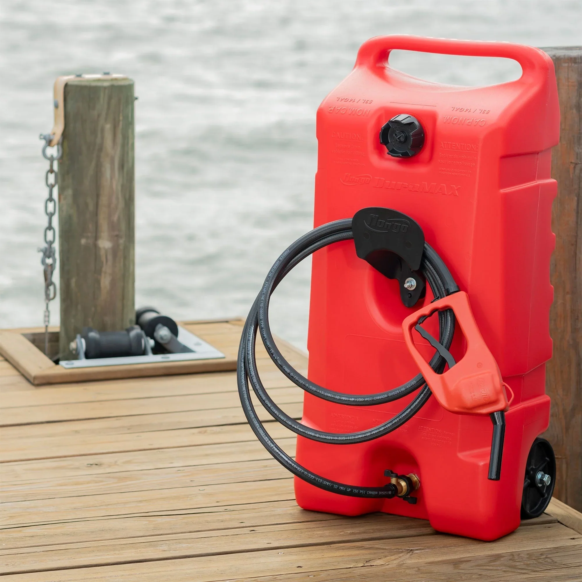 Scepter Flo N' Go DuraMax Portable Gas Fuel Tank With Pump, 14 Gallon, 2 Pack, Red