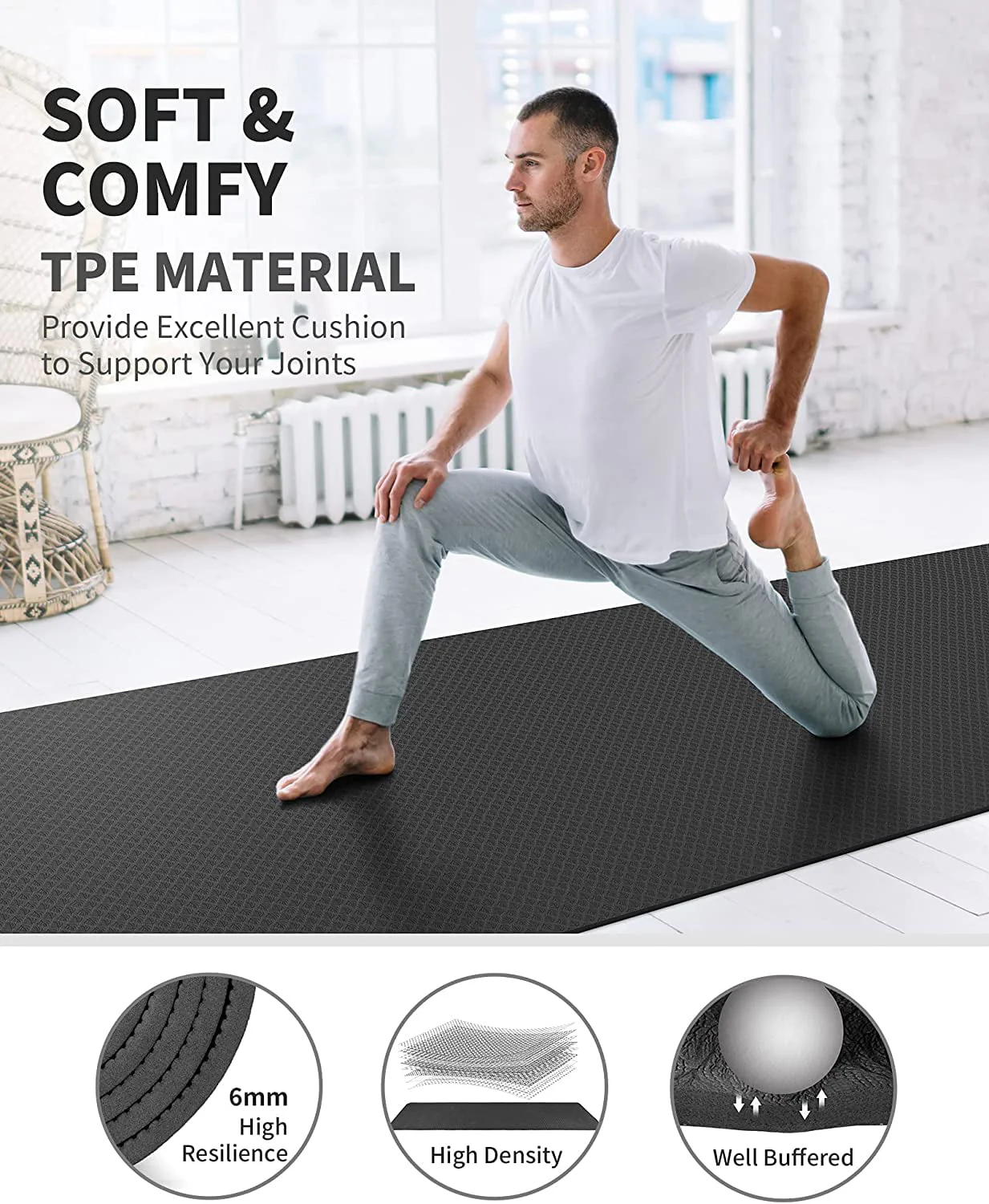 CAMBIVO Extra Wide Yoga Mat for Women and Men, 72"x 32"x 1/4" Eco-Friendly SGS Certified, Large TPE Exercise Fitness Mat for Yoga, Pilates, Workout