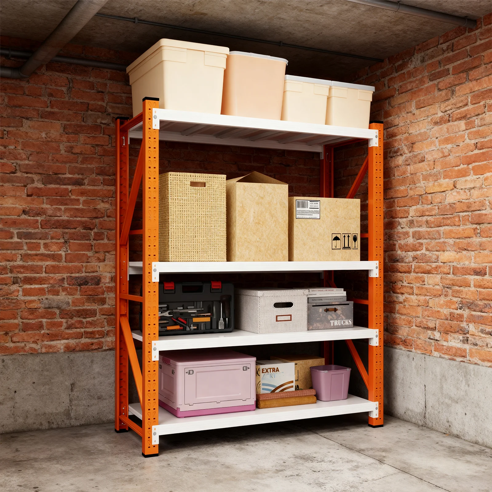 MaxShelv 79" H Garage Shelving 2500lbs, 4 Tier Metal Storage Shelves Adjustable Shelving Unit and Storage for Garage,Basement,59" W x 20" D x 79" H