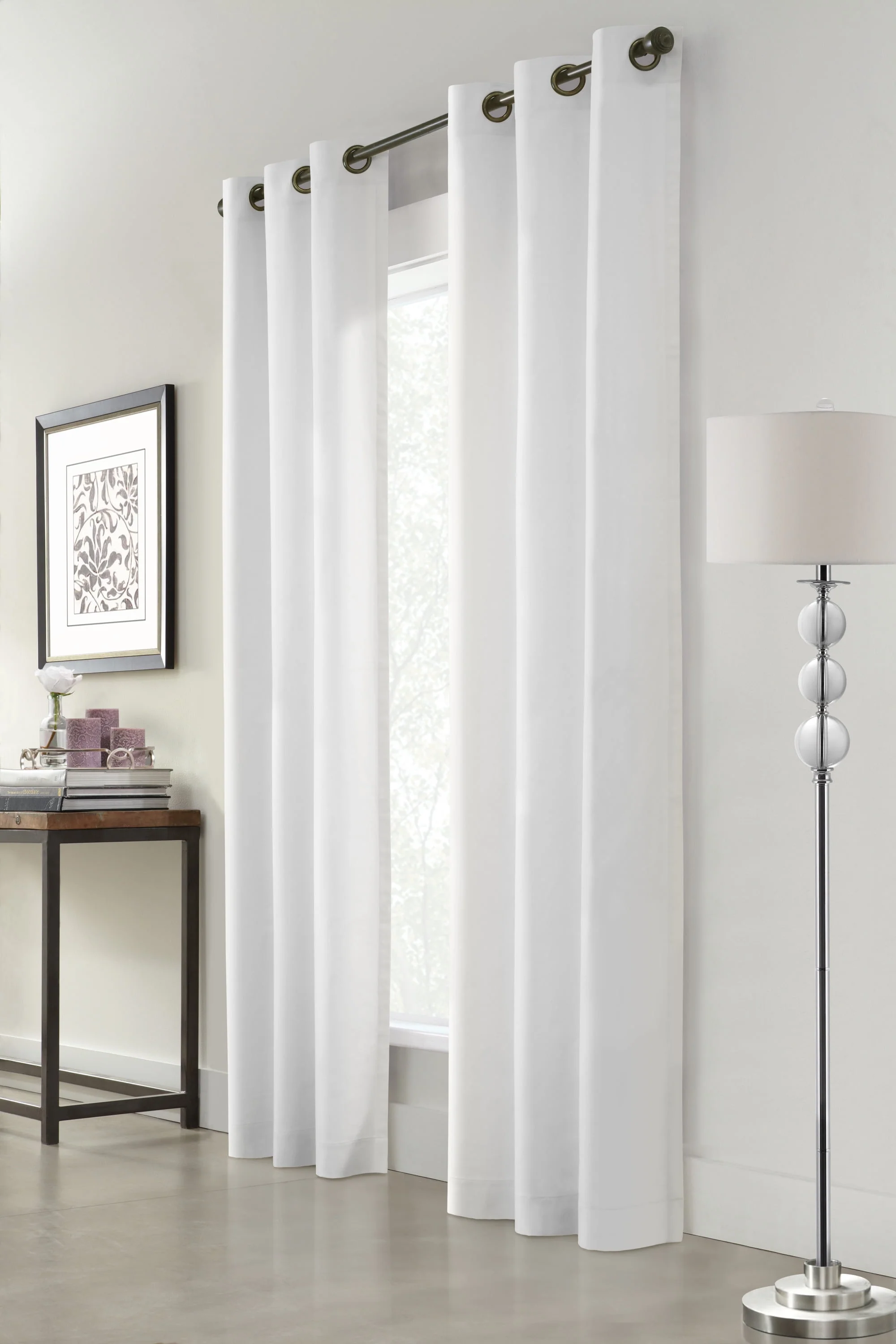 Winmate Insulated Cotton Grommet Curtain Panel – Pair each 40″ x 54″ in White