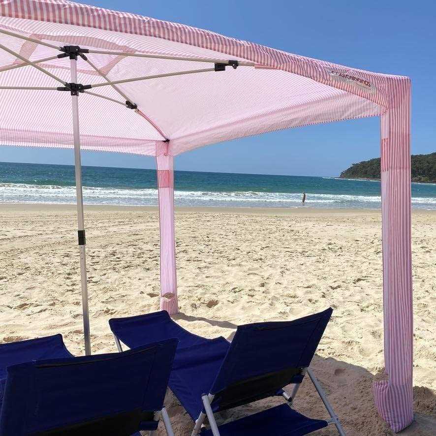 CoolCabanas Large Cabana Sun Shelter, 64ft2 Shade, Beige Stripes – CoolCabana 5