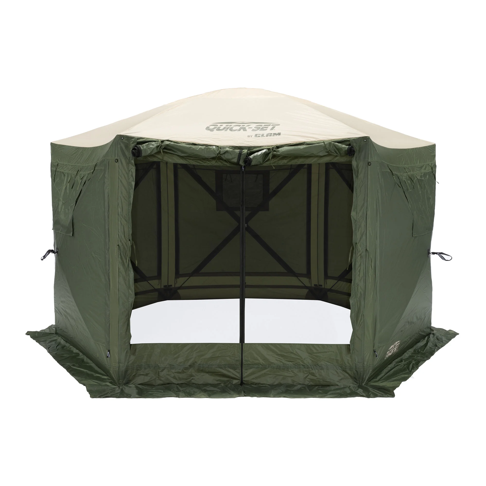 CLAM Quick-Set Pavilion 12.5 x 12.5' Portable Outdoor Canopy Shelter, Green
