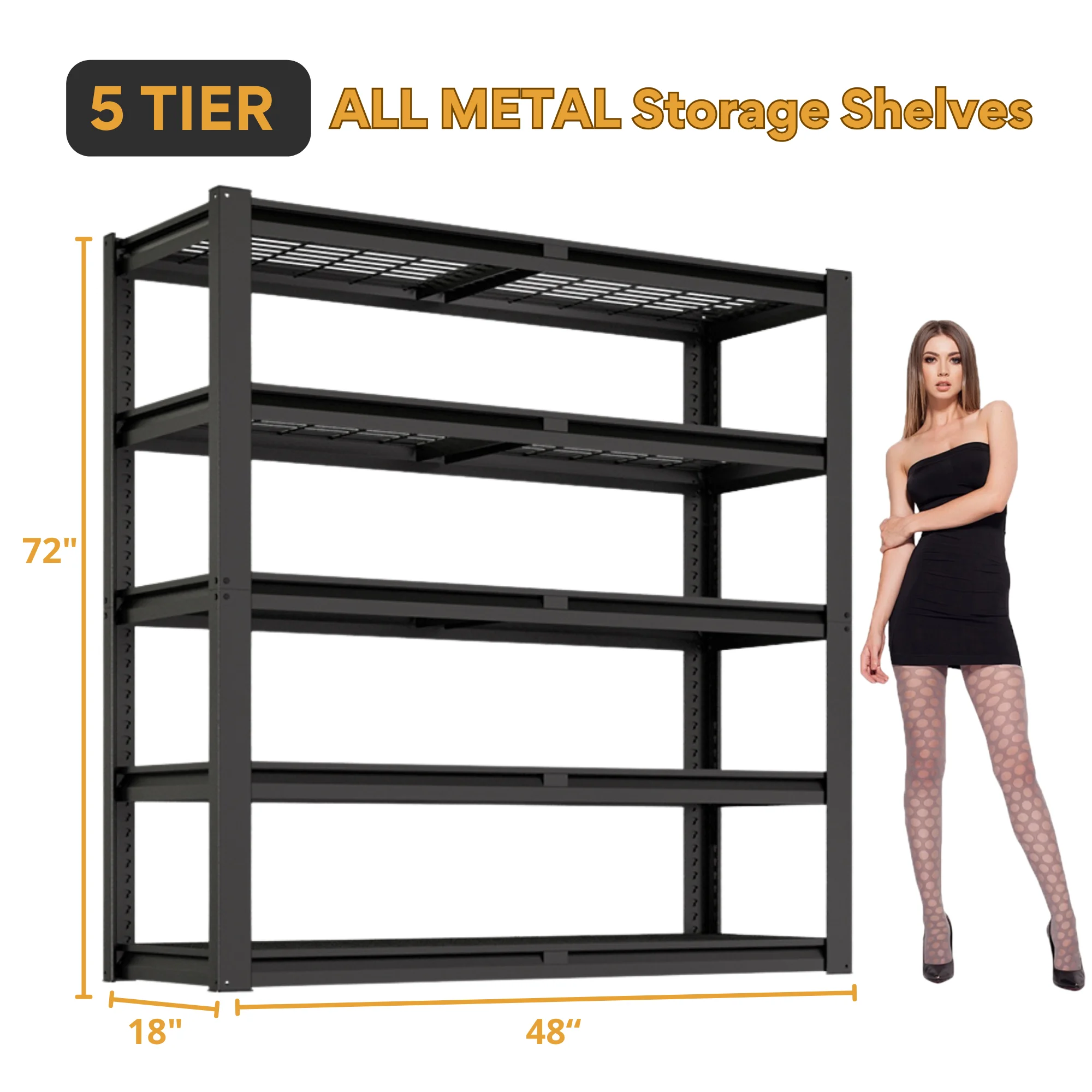 TrumanPick 2200LBS Metal Storage Shelves 40"W x 20"D x 59"H Garage Shelving Units Adjustable Storage Rack Heavy Duty Industrial Shelving