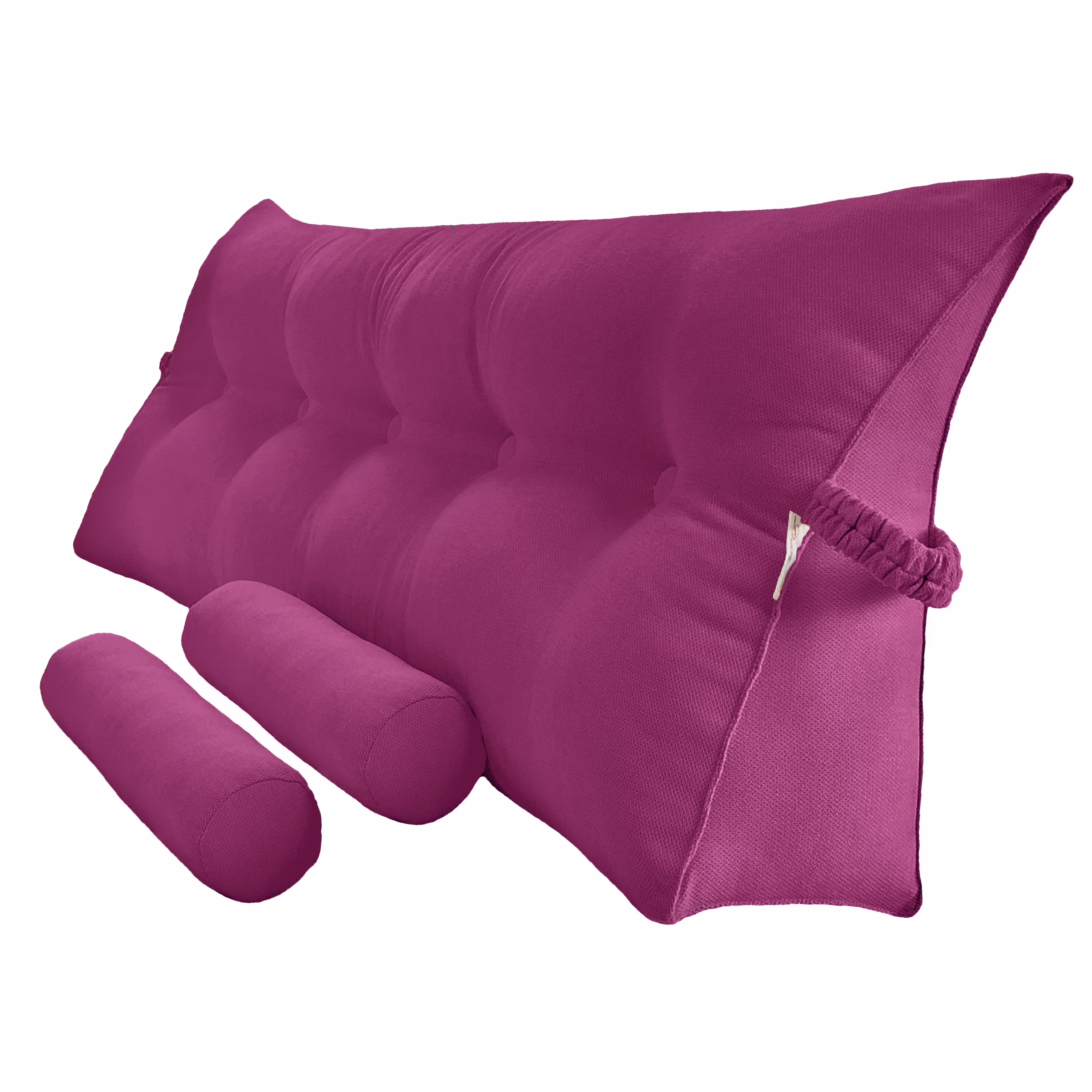 Peachwell Triangular Reading Bed Rest Pillow Large Bolster Cushion Headboard Backrest Wedge Pillow with Two Detachable Roll Pillows for Neck & Lumbar Support (Blue, Queen: 59 x 8 x 20 inches)
