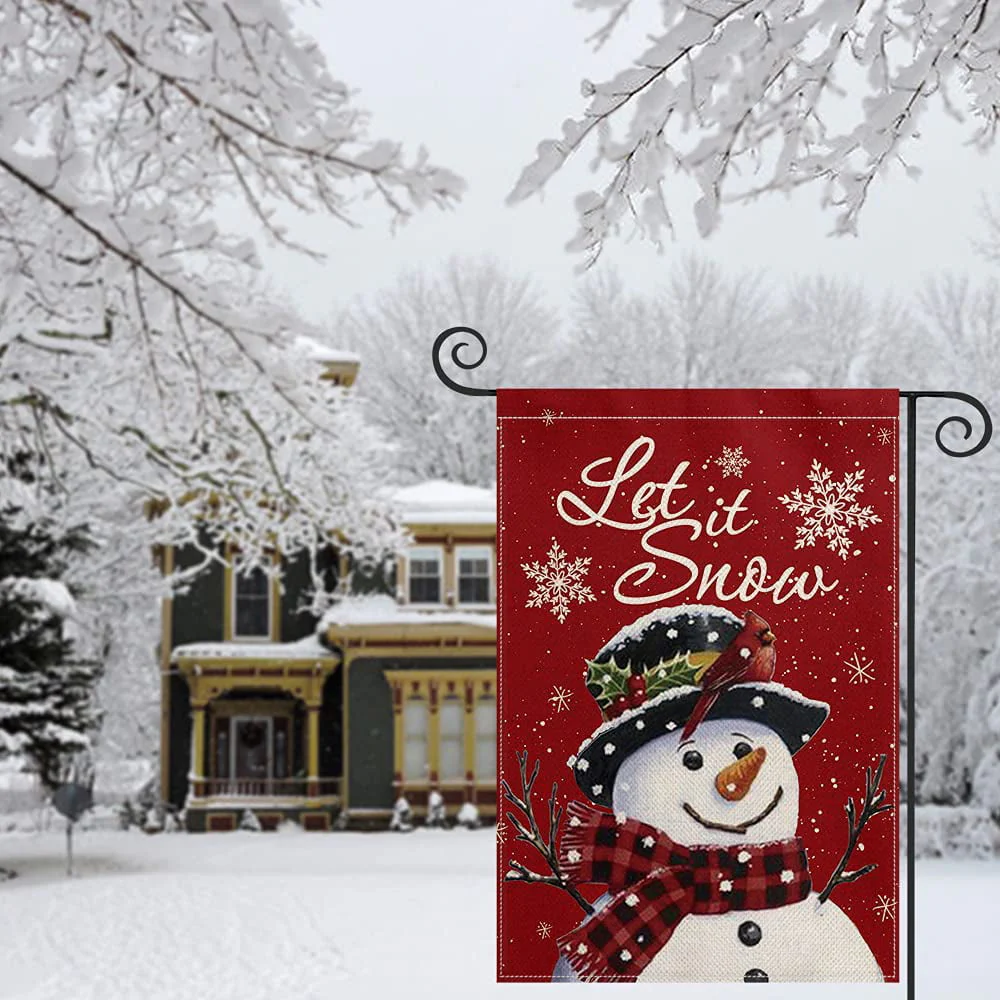Artoid Mode Let It Snow Winter Snowman Garden Flag 12 x 18