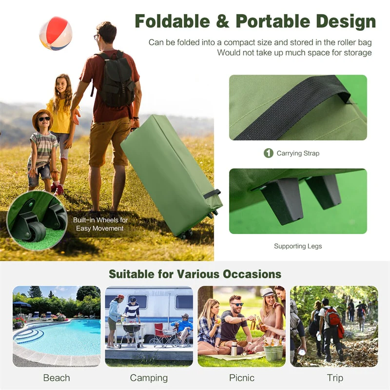 5-in-1 Tent Cot 2-Person Portable Outdoor Camping Tent Combo with Air Mattress Sleeping Bag & Sunshade