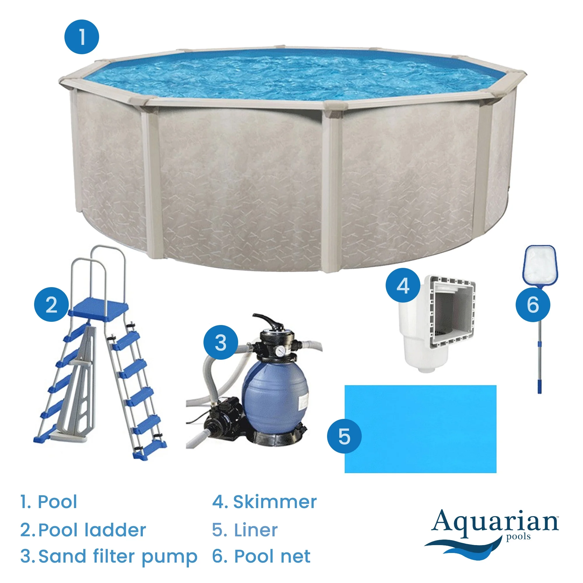 Aquarian Phoenix 15' x 52" Steel Frame DIY Family Above Ground Pool Kit