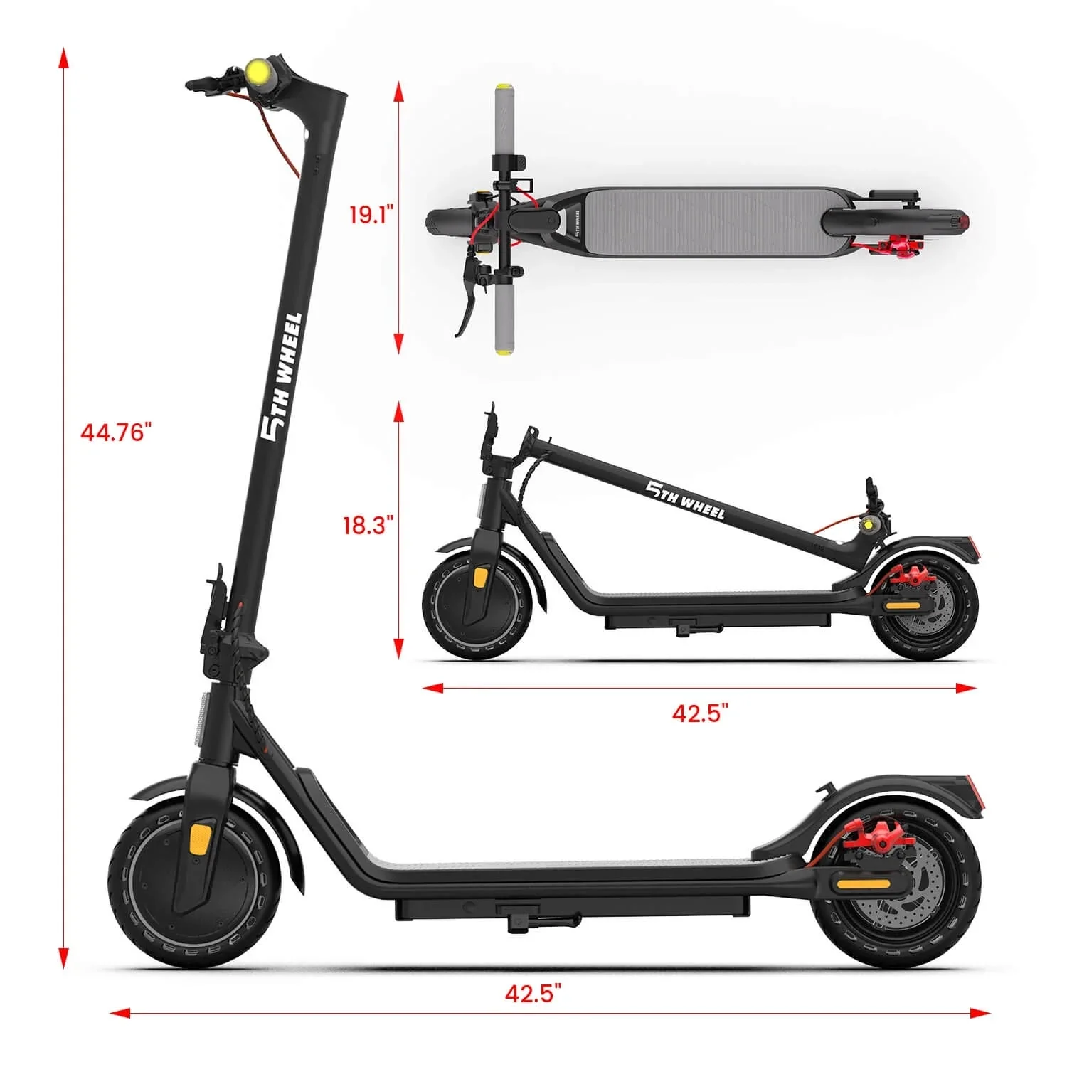 5TH WHEEL Electric Scooter With Turn Signals, 300W, 8.5 in Solid Tires, 18 mph, 12 Miles, Black - W16S