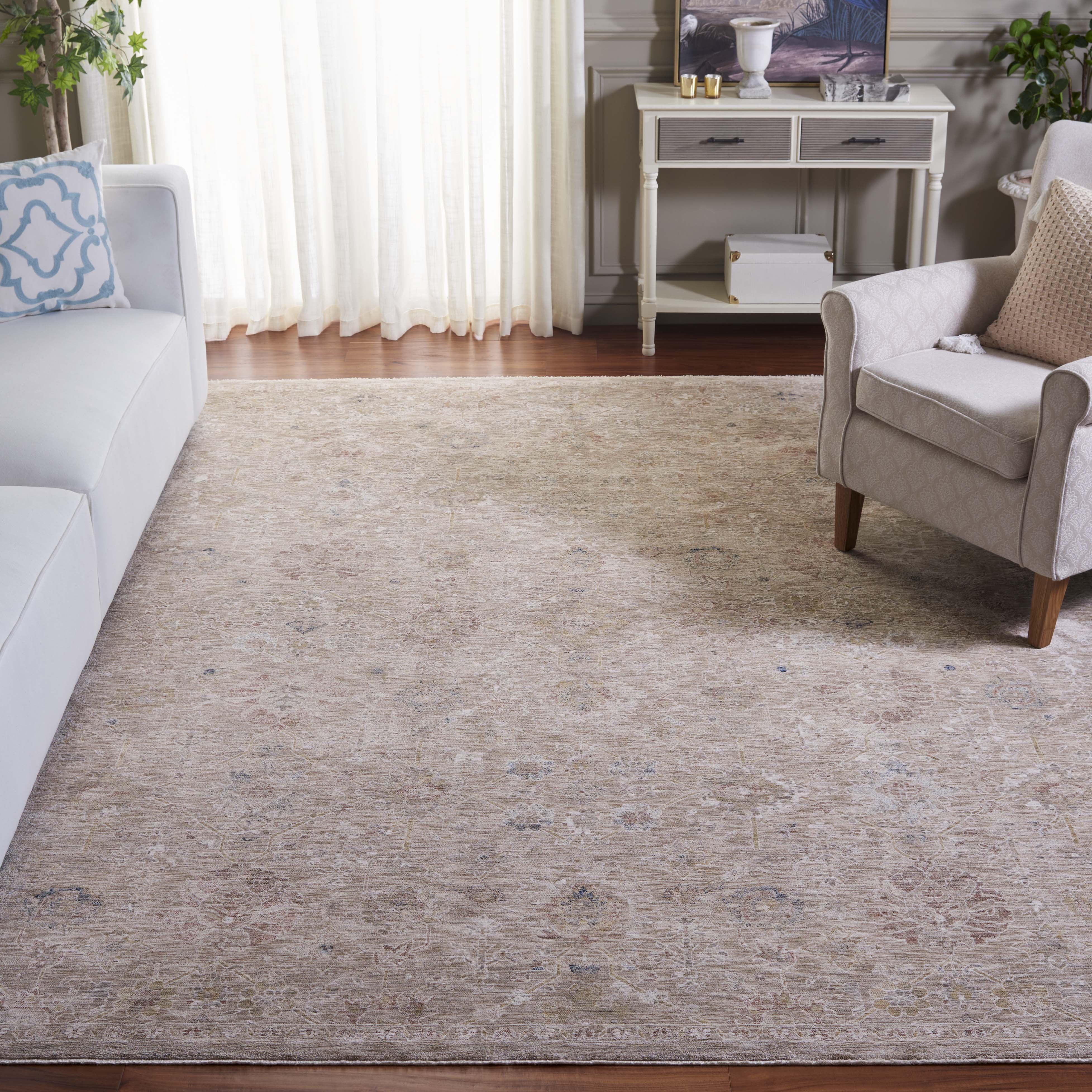 SAFAVIEH Autumn Freeman Floral Area Rug, Beige/Ivory Blue, 8′ x 10′