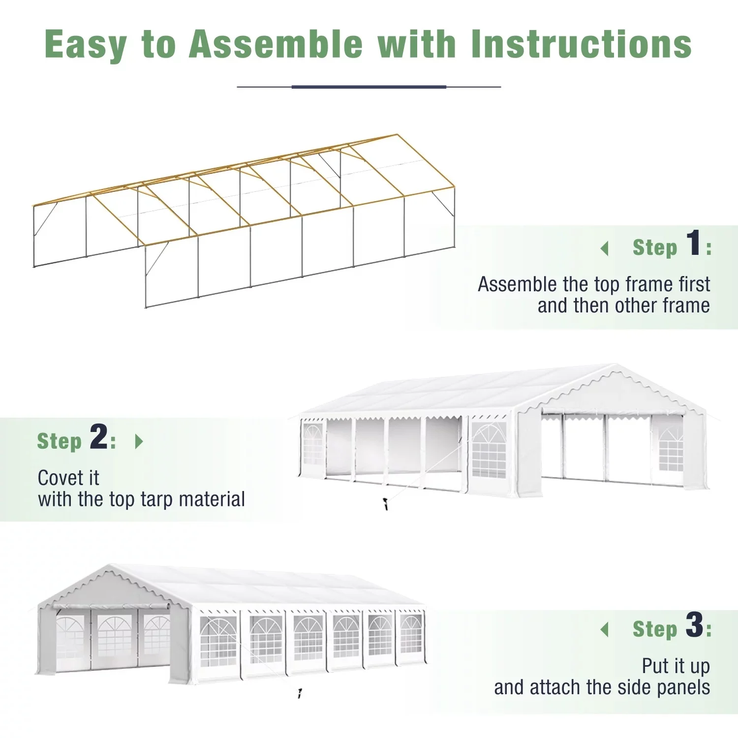 Summit Living 20 x 40 ft White Event Outdoor Canopies, Removable Sidewalls