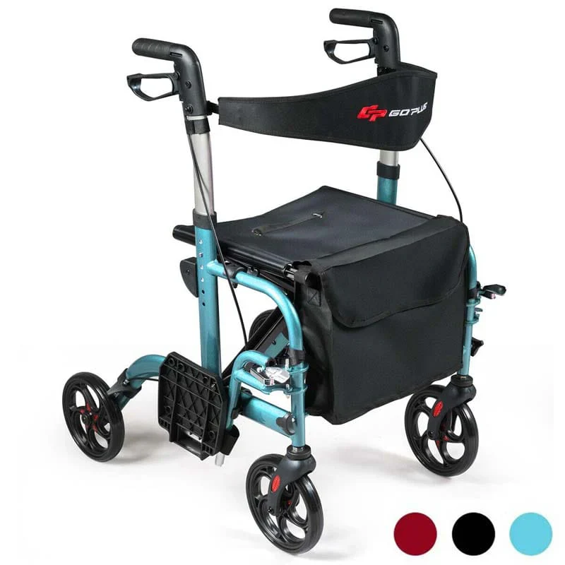 2 In 1 Rollator Walker Wheelchair Folding Medical Walker Aluminum Transport Chair Mobility Walking Aid – Comfortable And Ergonomic Design