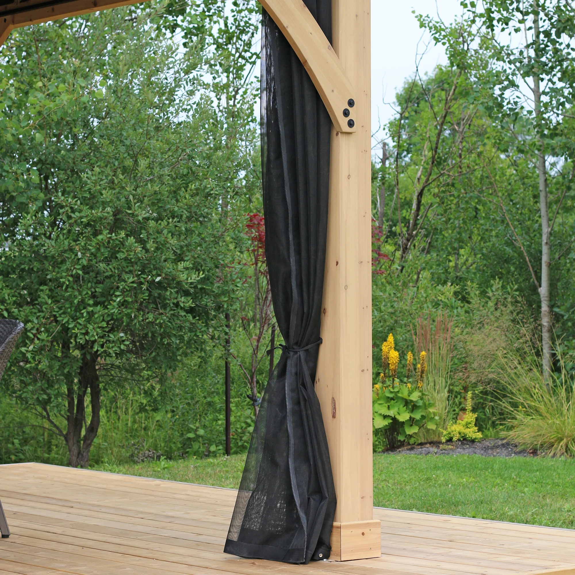 Yardistry Black Mosquito Screen Mesh Kit designed for the 12' x 20' Meridian Gazebo