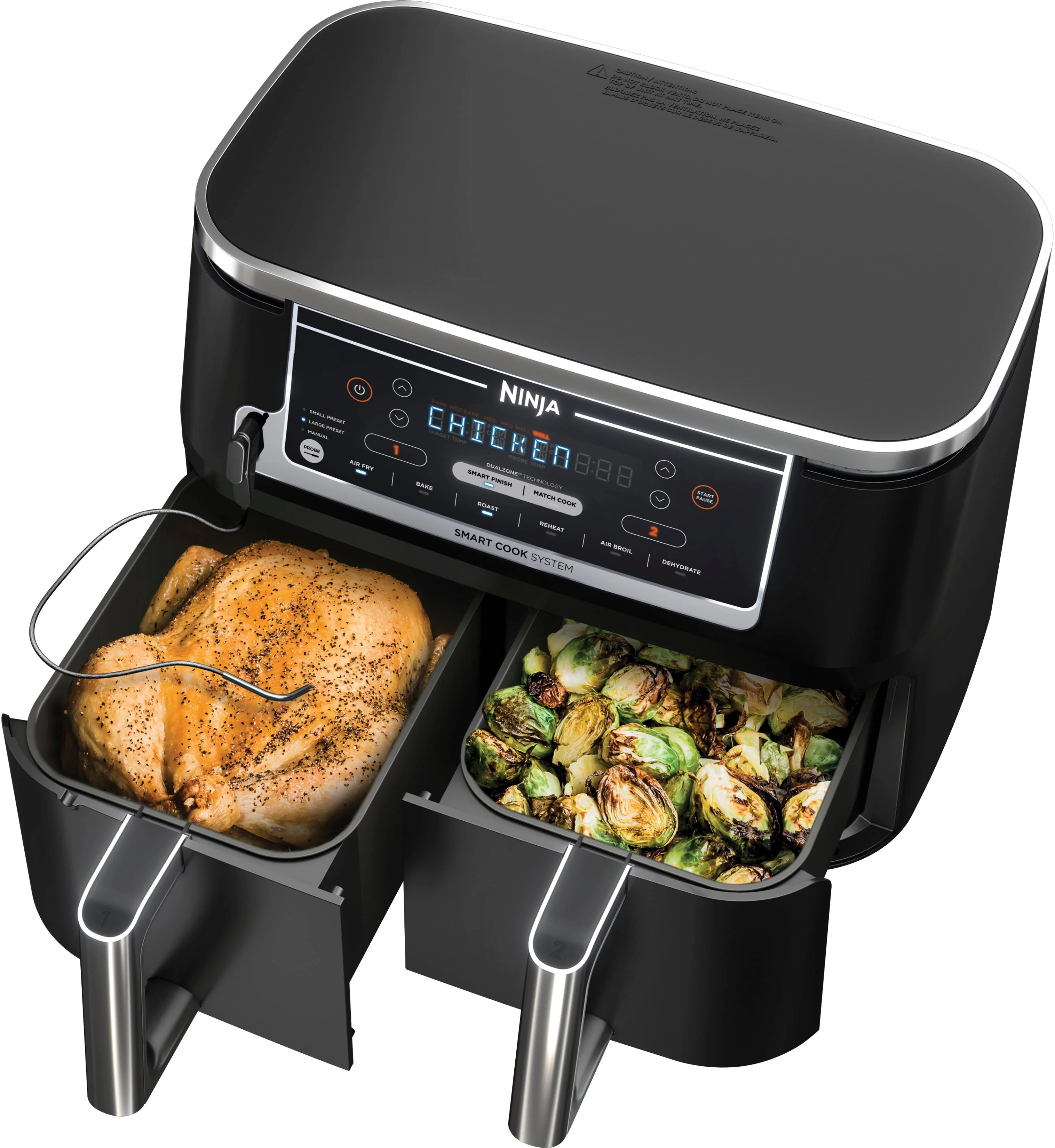 Ninja – Foodi 6-in-1 10-qt. XL 2-Basket Air Fryer with DualZone Technology and Smart Cook System – Black