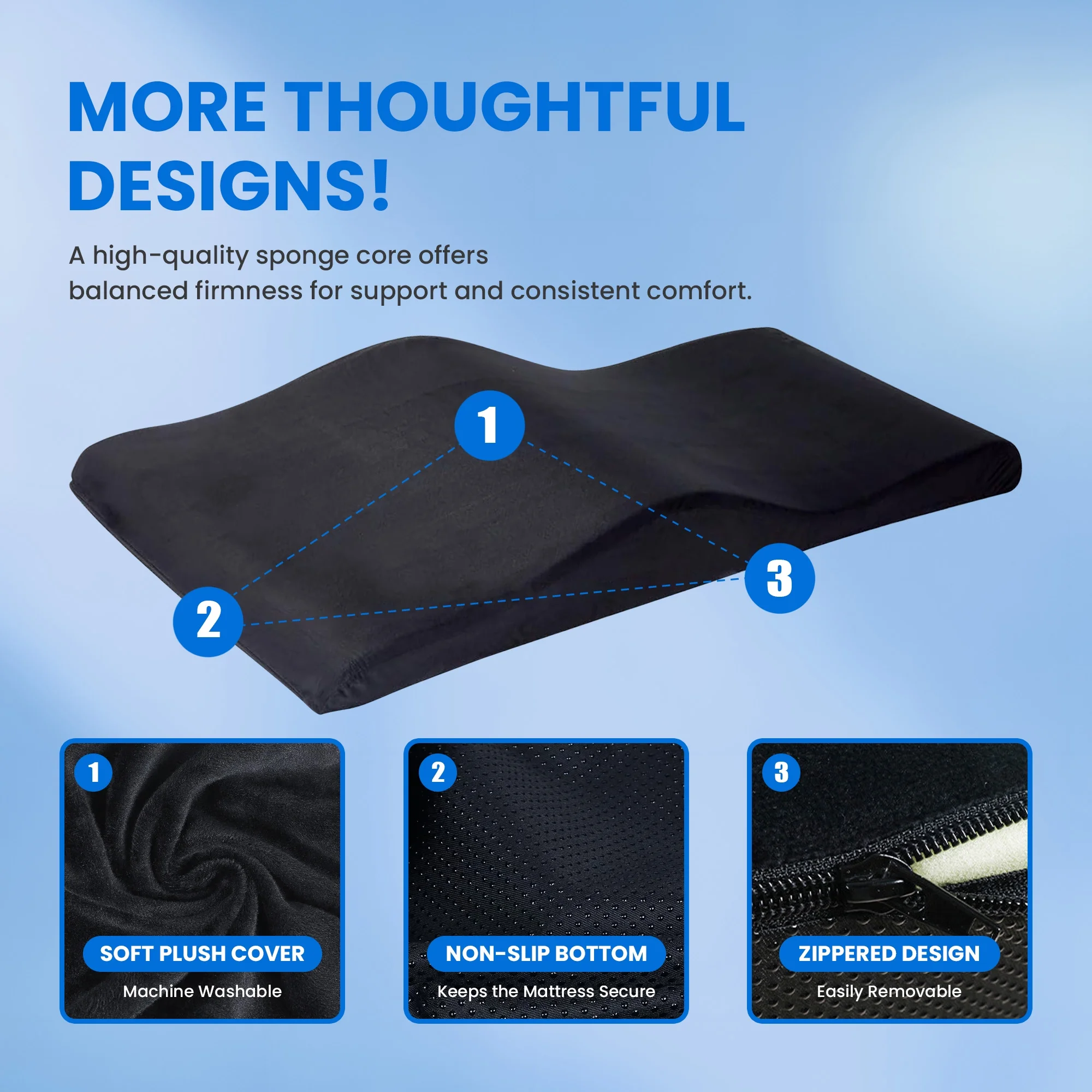 Lash Bed Foam Topper, Massage Table Memory Foam Topper, Ergonomic Curved Mattress Topper Lash Bed Cushion for Beauty Salon (71 Inches X 23.6 Inches(180cm X 60cm))