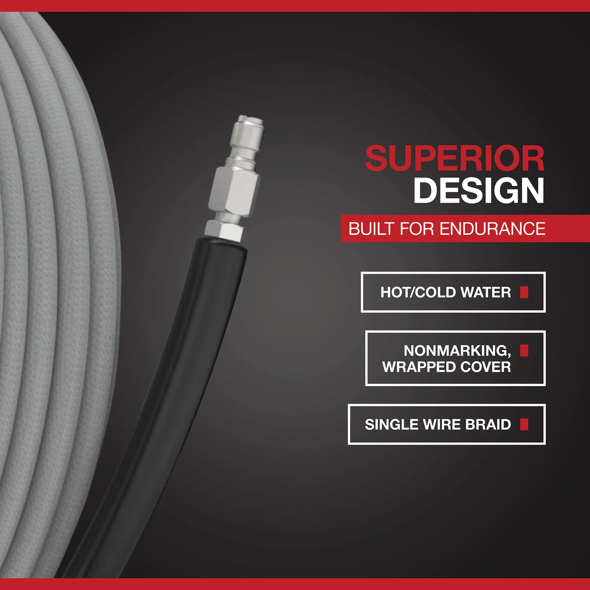 NorthStar Nonmarking Pressure Washer Hose, 4000 PSI, 100ft. x 3/8in., Model# 989401981