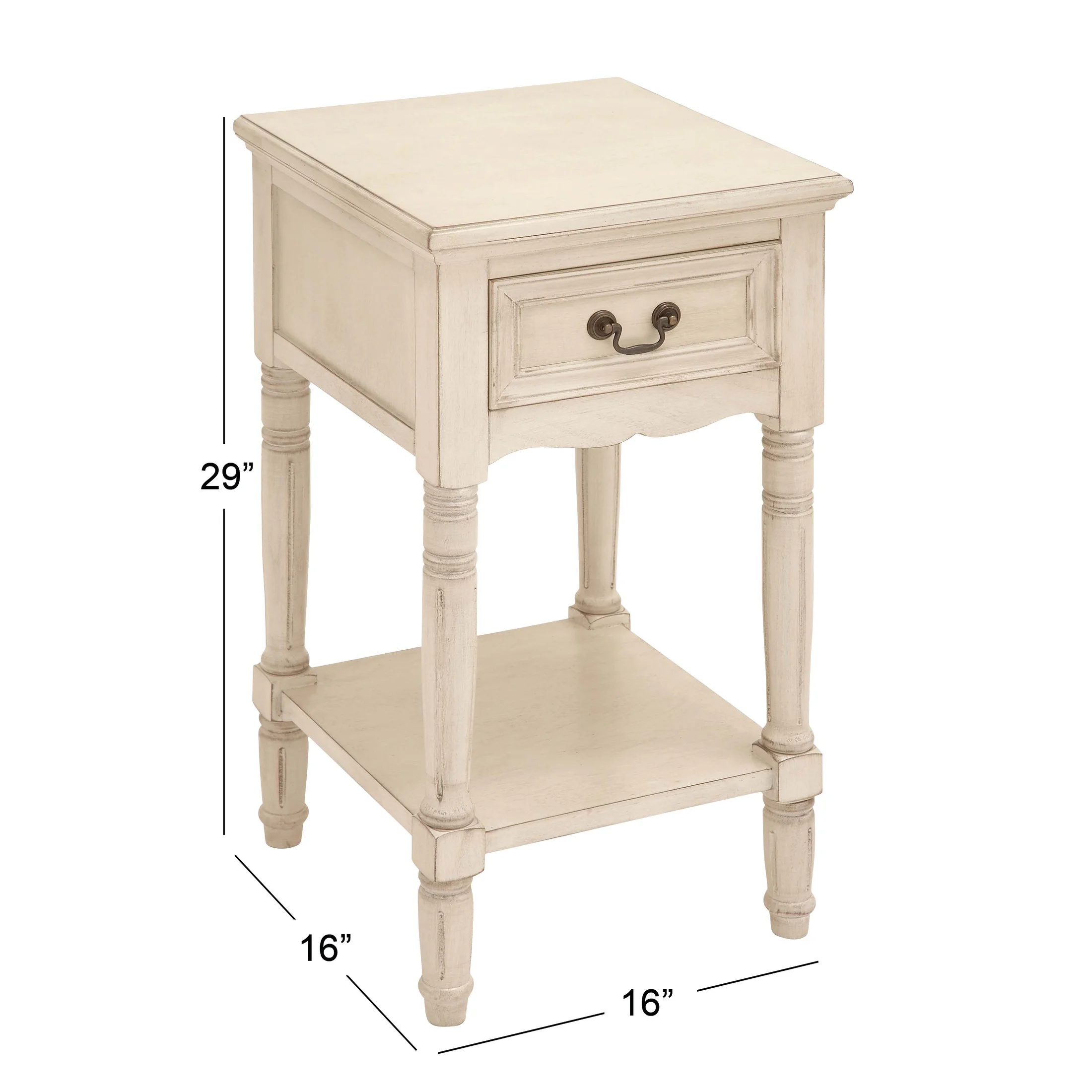DecMode 17" x 25" Cream Wood 3 Drawer Cabinet, 1-Piece