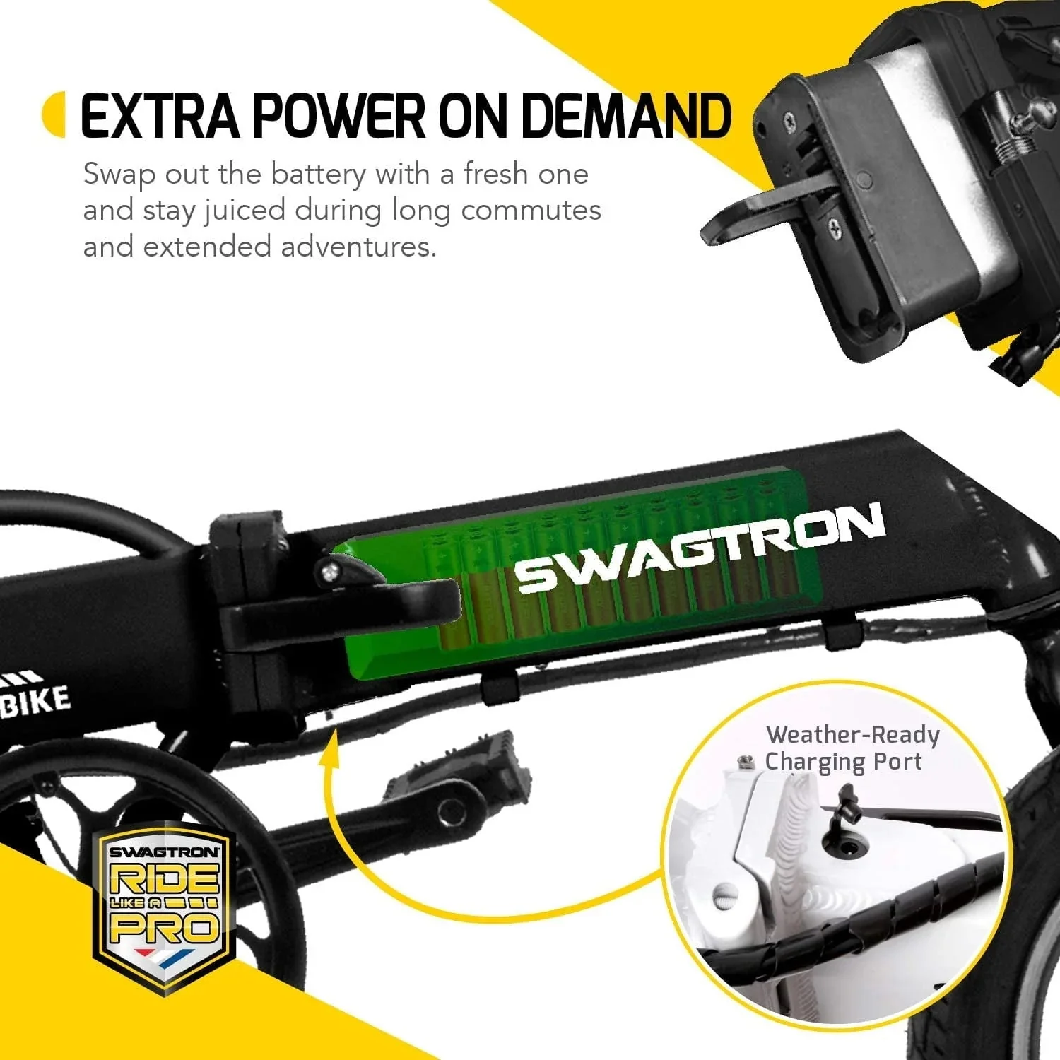 Swagtron Swagcycle EB5 Pro Plus Folding Electric Bike With Pedals, Lightweight Aluminum – Recertified