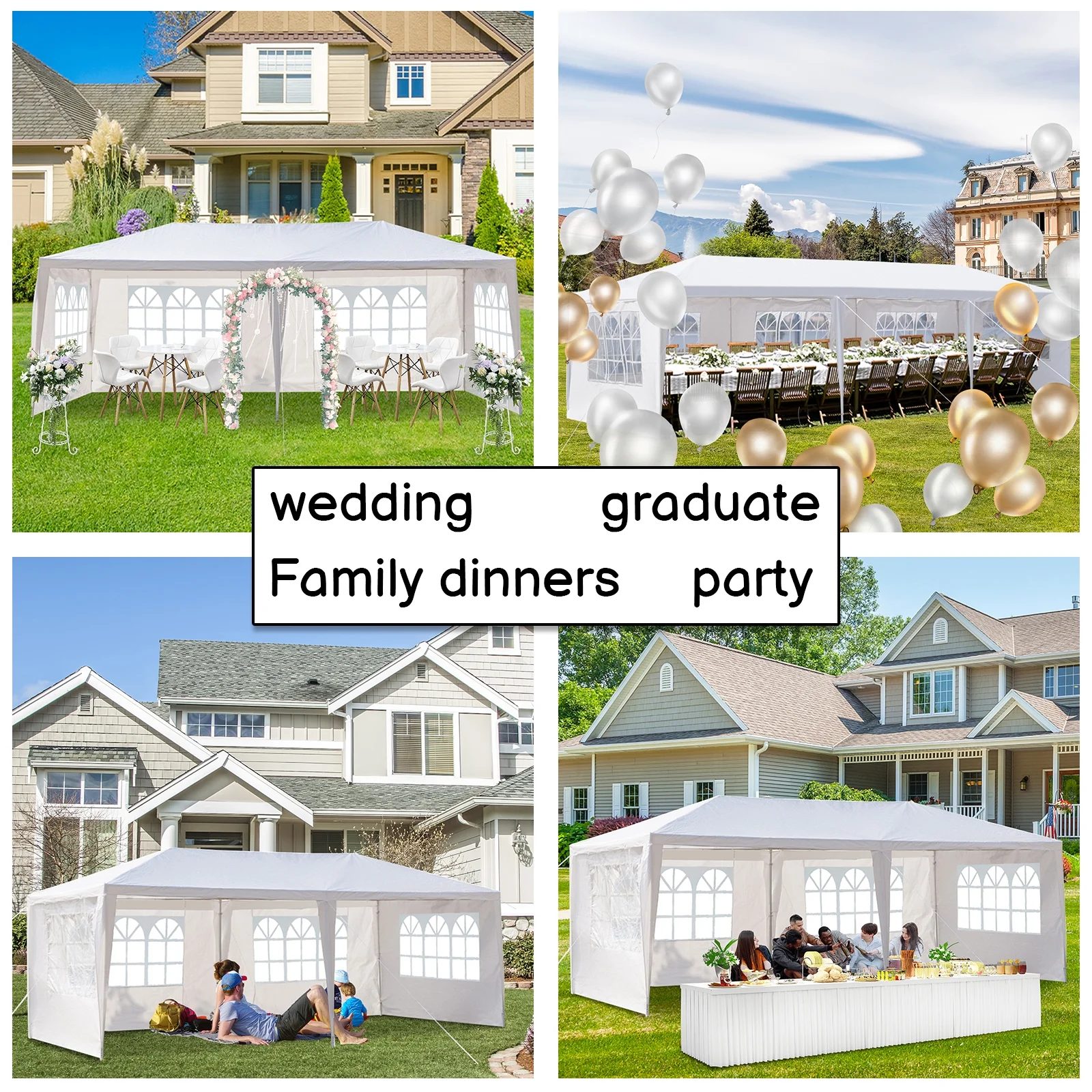 Ktaxon 10' X 20' Canopy Tent with 6 Side Walls for Party Wedding Camping and BBQ