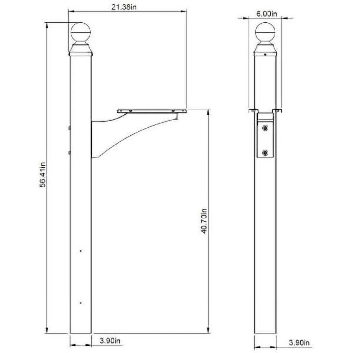 Solar Group LP000BZ0 10.8 x 4.2 in. Landover Decorative Mailbox Cross Arm Post - Bronze