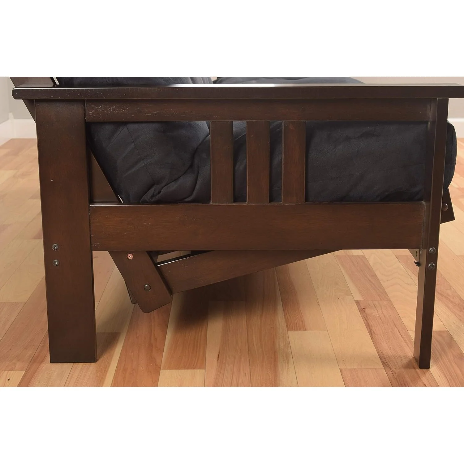 Homestock African Artifacts Full Size Futon Frame Set with Mattress, Easily Converts to Bed, Versatile Design Futon Frame for All Spaces, 33"H x 79"L x 37"D-Color:Linen Charcoal,Size:Barbados