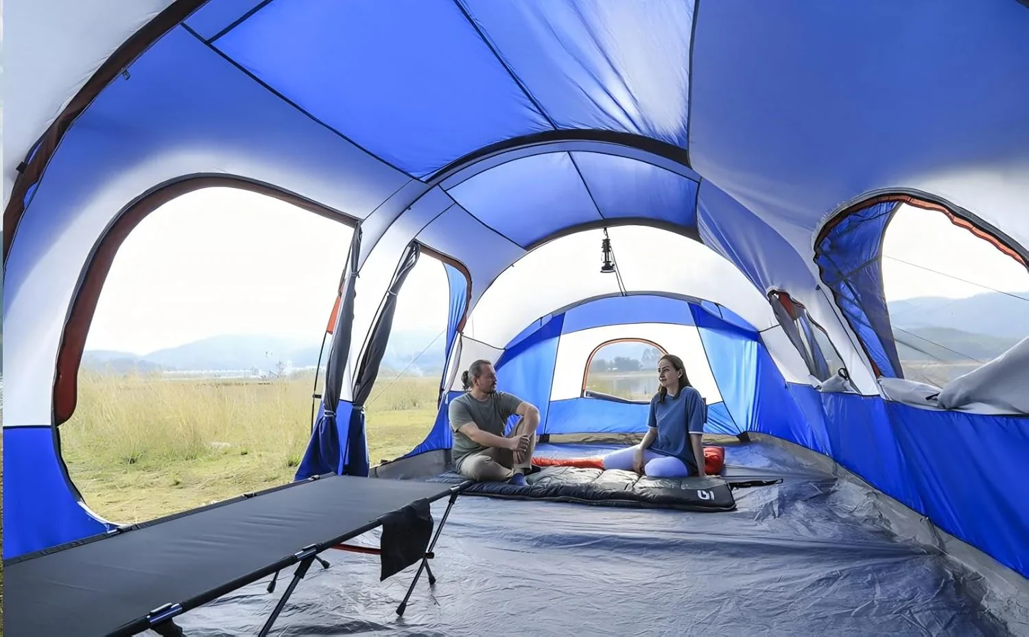 CAMPROS CP Tent 12-Person-Camping-Tents,3 Room Family Tents,Waterproof Windproof Family Tent with Top Rainfly,6 Large Mesh Windows,Double Layer,Easy Set Up, Portable with Carry Bag-20' x 9' x 72"(H)