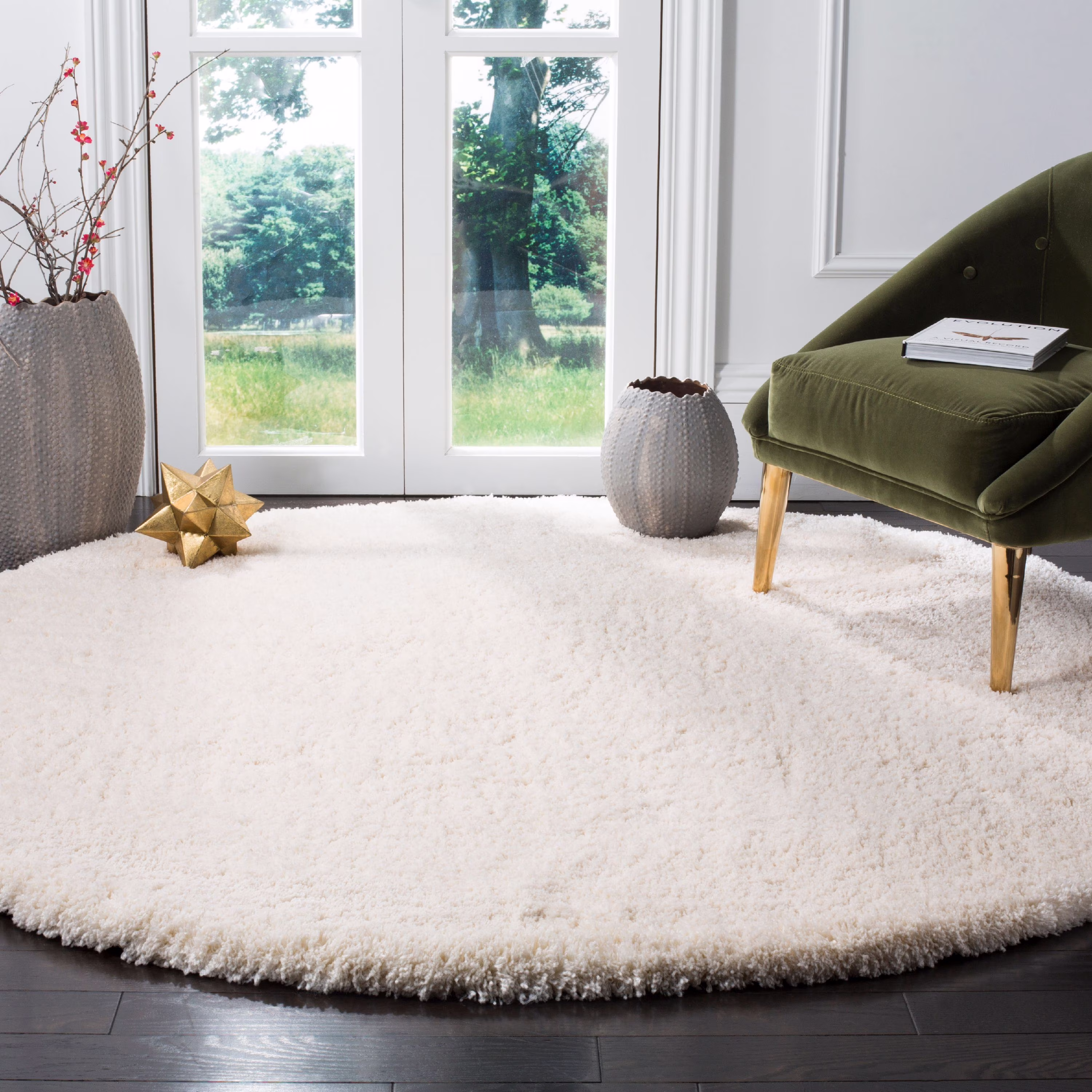 SAFAVIEH Colorado Tarek Solid Shag Runner Rug, Champagne, 2'3" x 8'