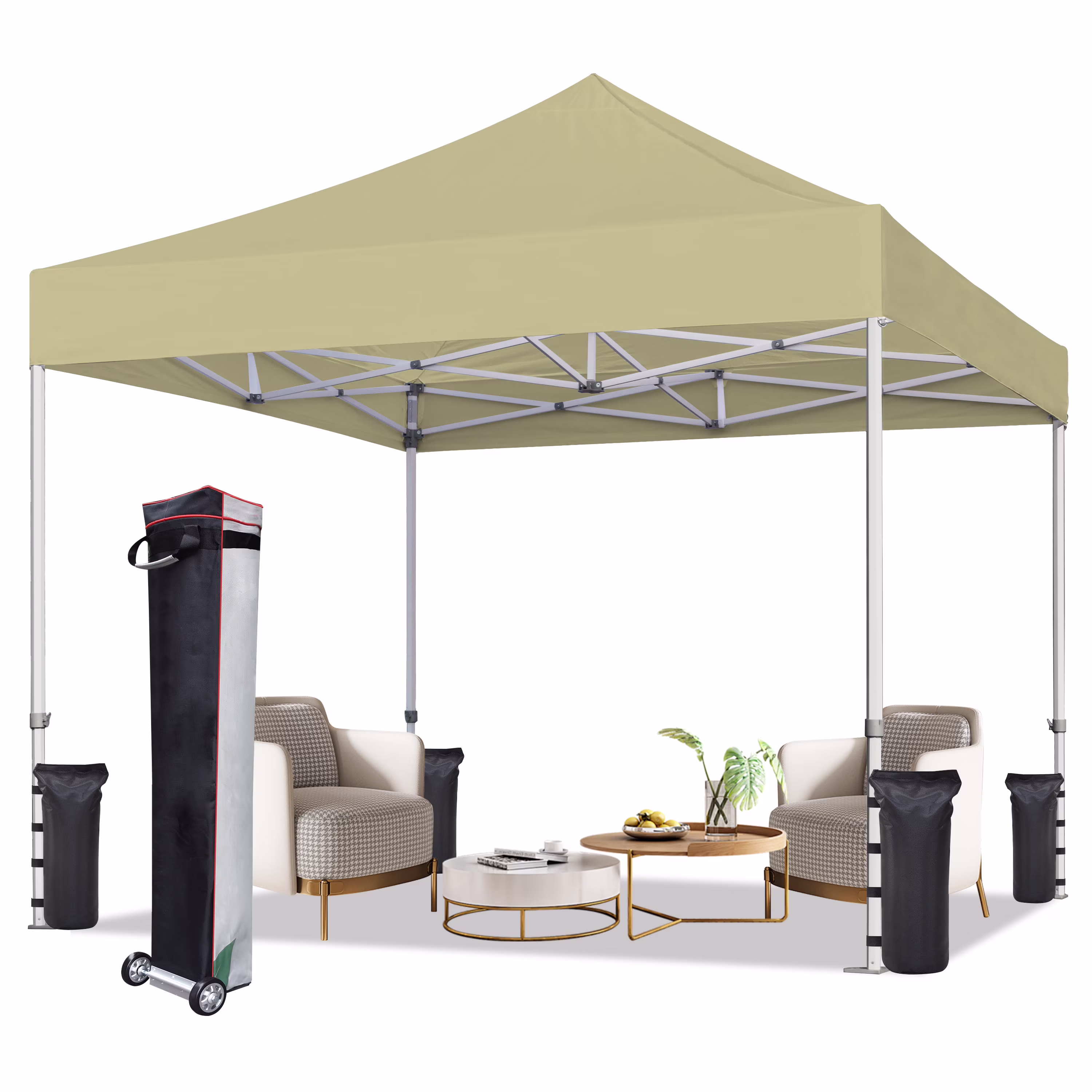 Eurmax Canopy 10′ x 10′ Beige Pop-up and Instant Outdoor Canopy