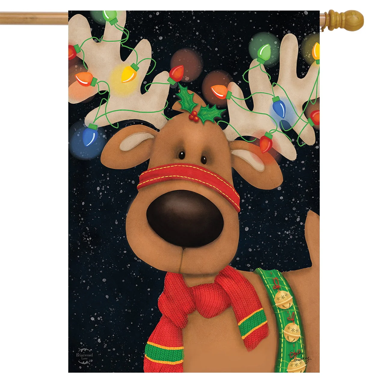 Reindeer in Lights Christmas House Flag Holiday 28″ x 40″ Briarwood Lane
