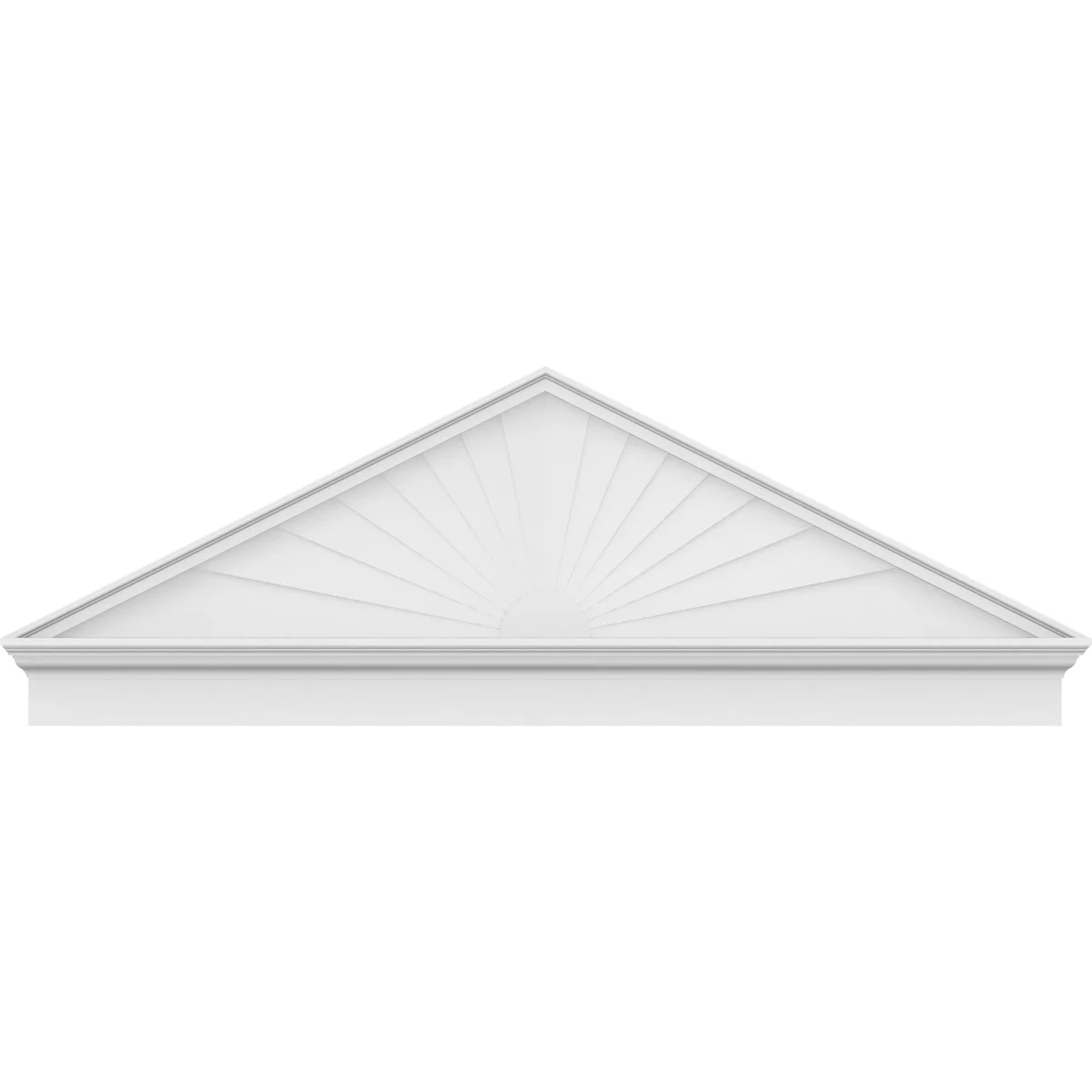 Ekena Millwork 52"W x 19-7/8"H x 2-3/4"P (Pitch 6/12) Peaked Cap Sunburst Architectural Grade PVC Combination Pediment