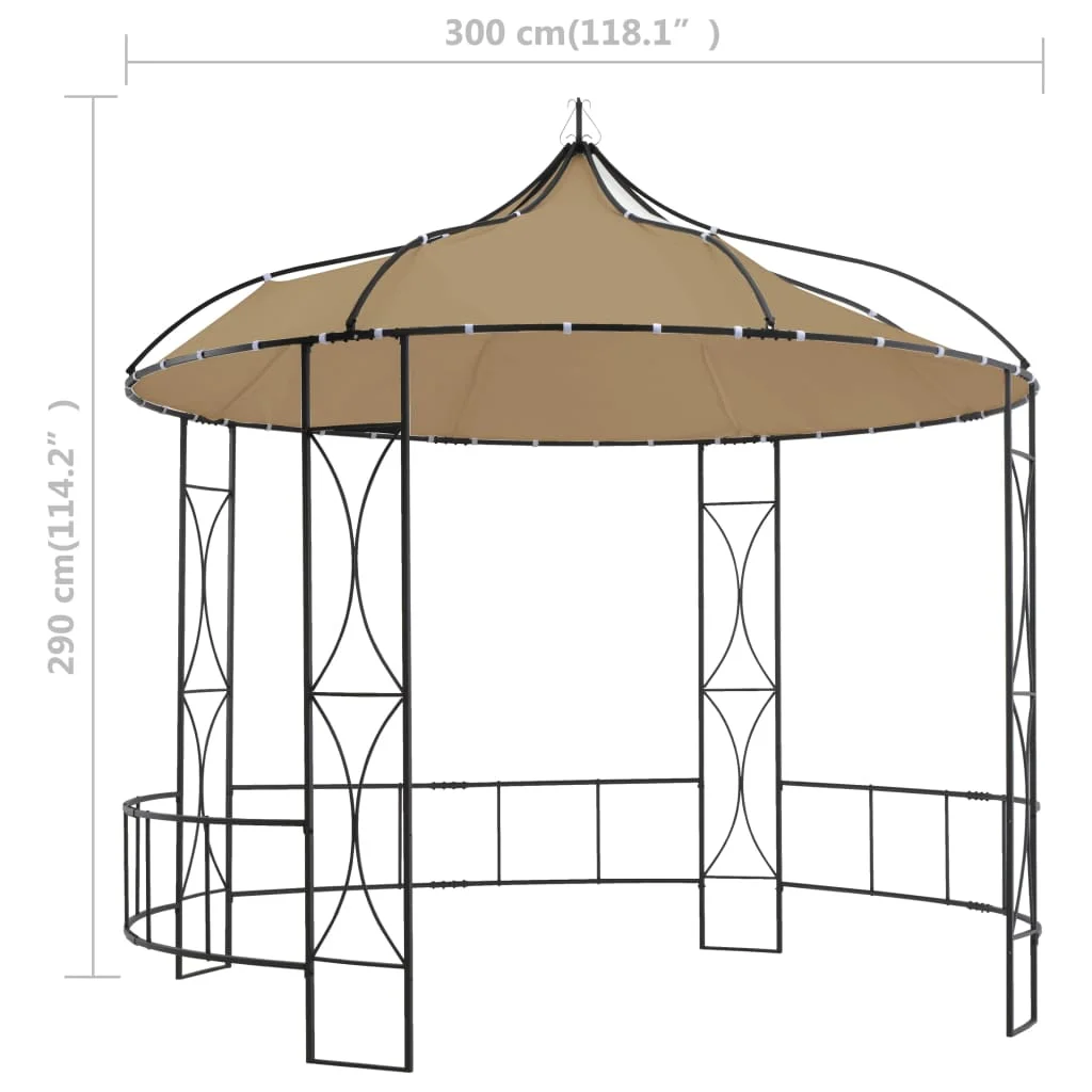 vidaXL Outdoor 9.8 x 9.5 Round Canopy Pavilion, UV & Water-Resistant, White & Black
