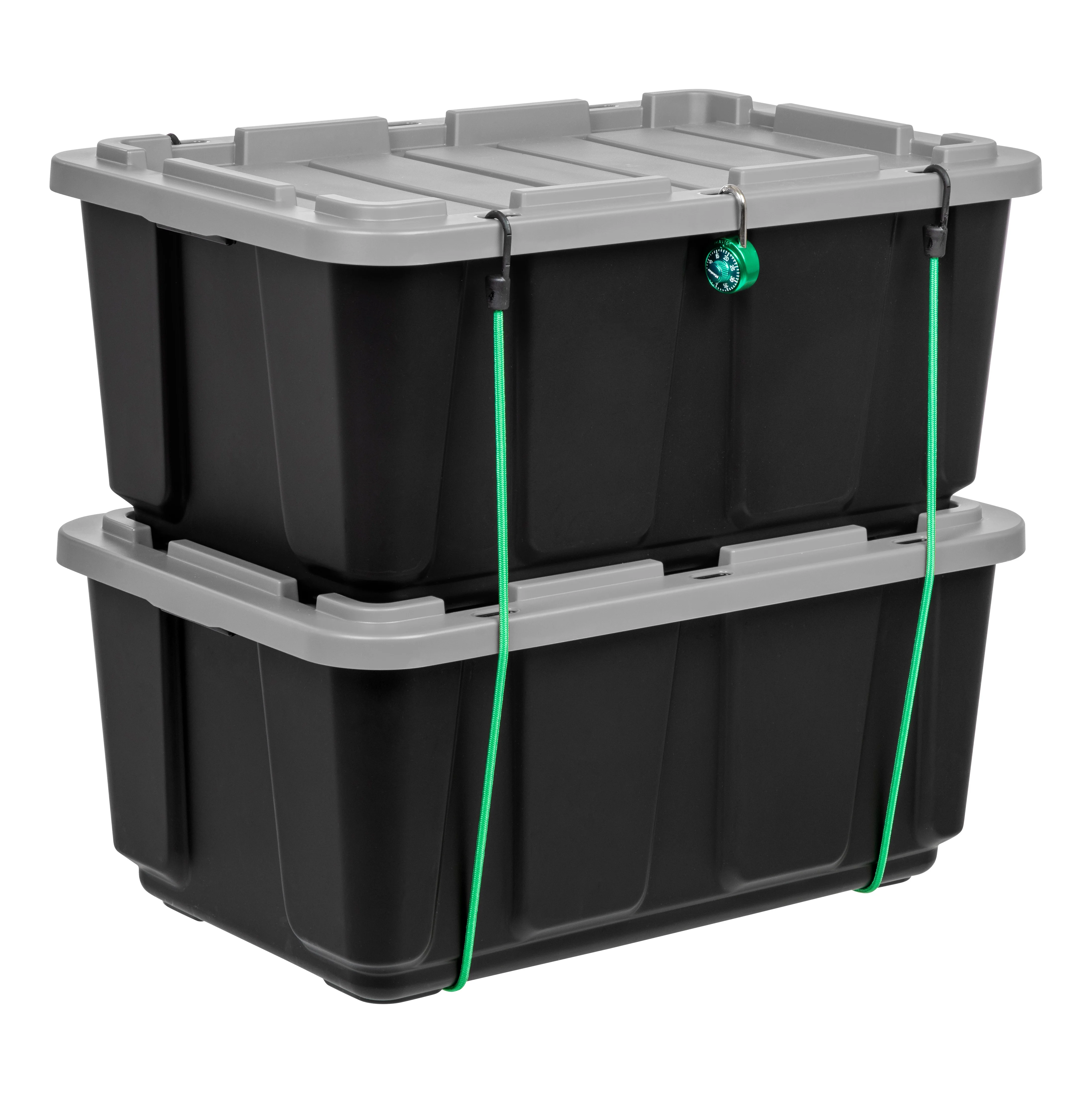 IRIS USA 27Gal/108Qt 4 Pack Large All-Weather Heavy-Duty Stackable Storage Plastic Bin Tote Container with Quick Snap Lid, (30" L x 20" W x 14" H)