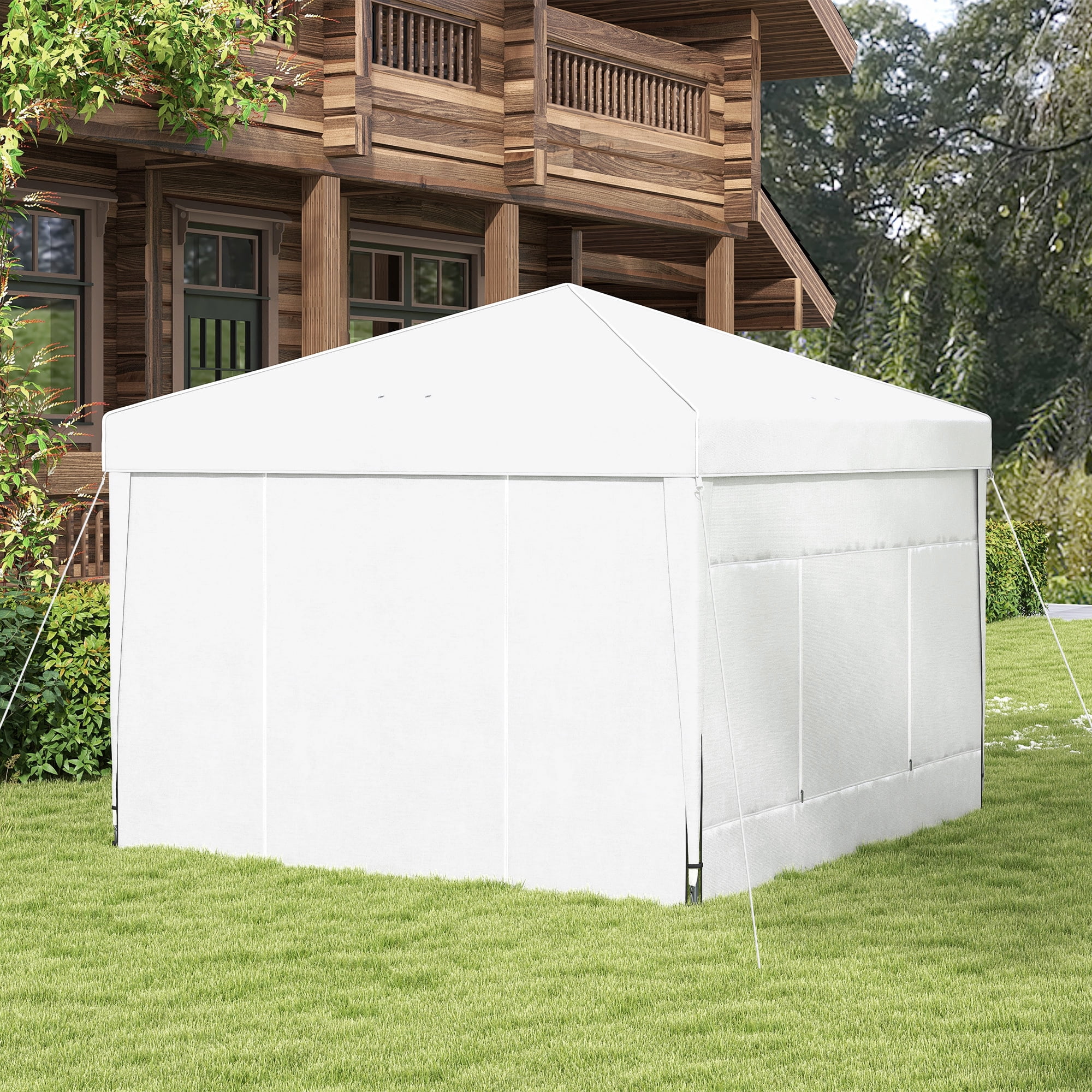 Outsunny 116.25 x 116.25 in Black Pop up Outdoor Canopies, Adjustable Height